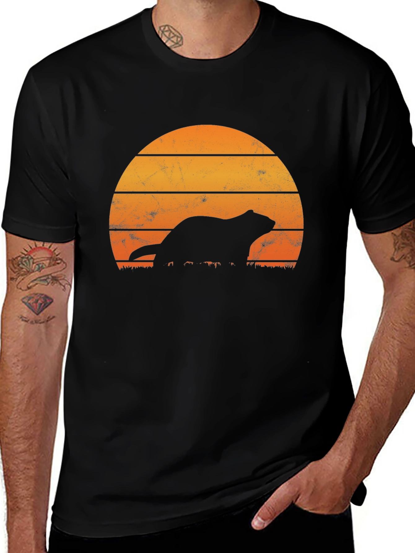 Variant 23 of Retro Sunset Otter Silhouette T-Shirt