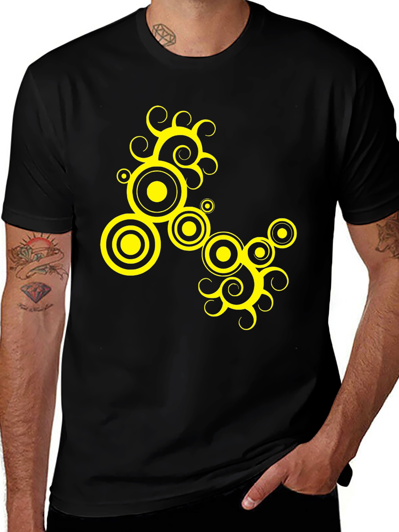 Variant 22 of Modern Swirl Graphic Black T-Shirt