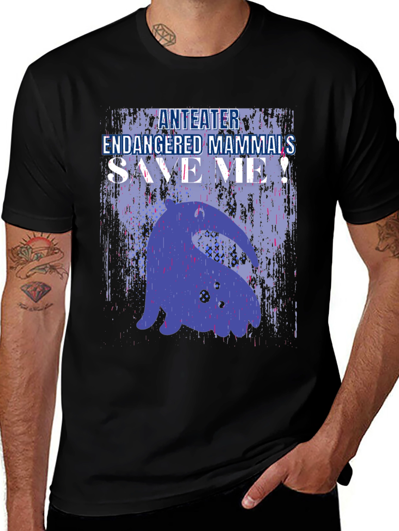 Variant 23 of Anteater Endangered Mammals Save Me! Black T-Shirt