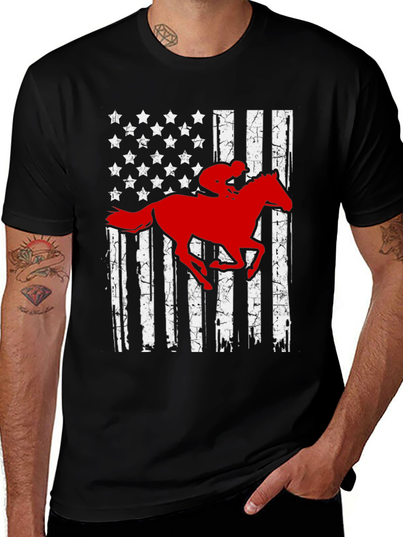 Variant 14 of American Flag Horse Rider T-Shirt