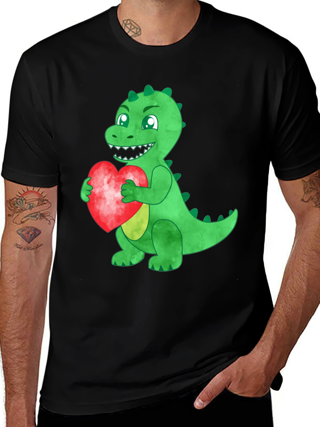 Variant 27 of Dinosaur Heart Graphic T-Shirt - Love Dino Style