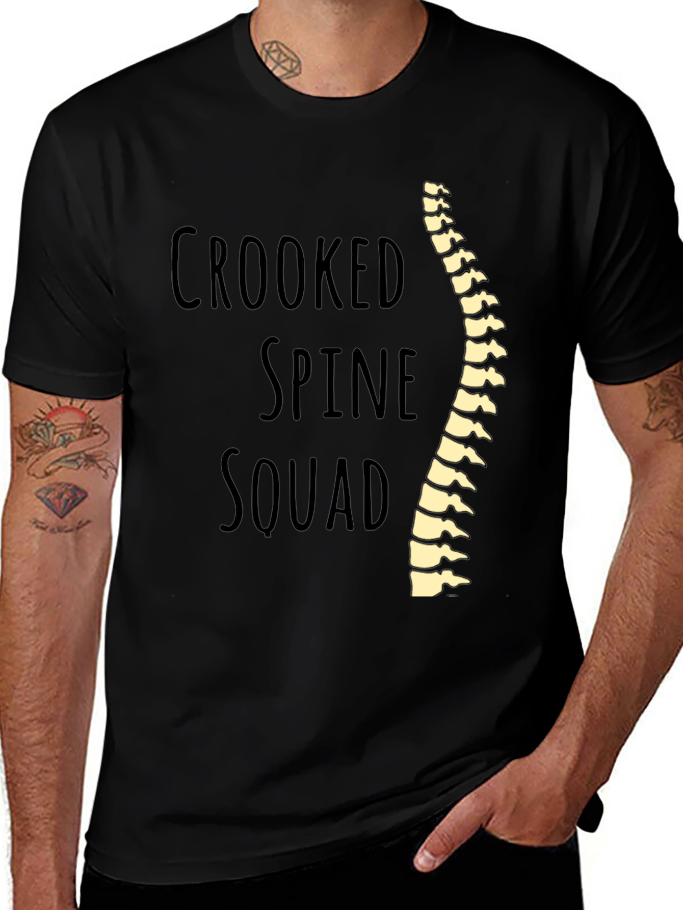 Variant 12 of Crooked Spine Squad Black Graphic Tee