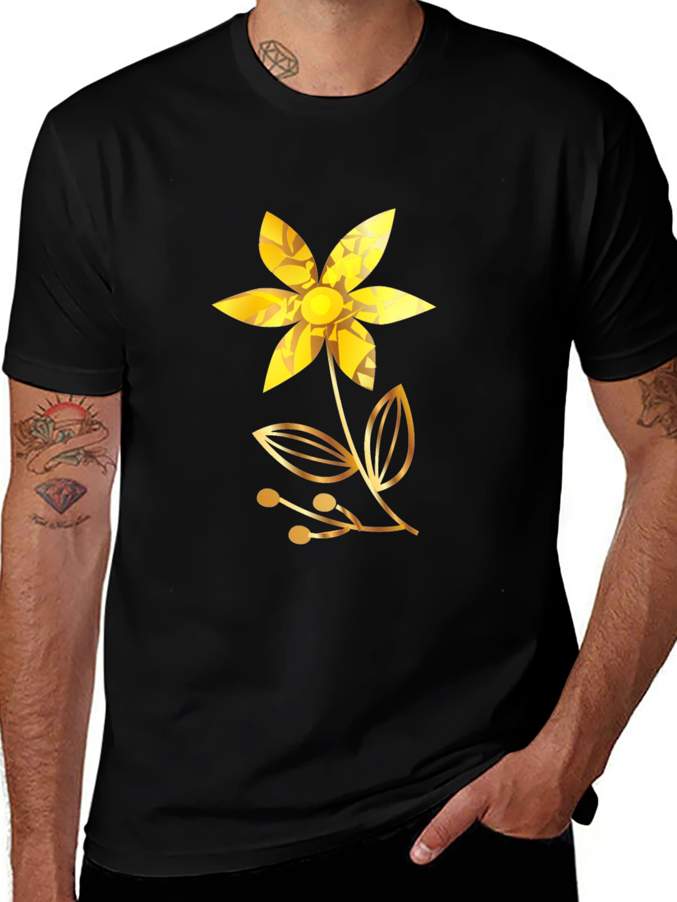 Variant 23 of Golden Flower Black T-Shirt