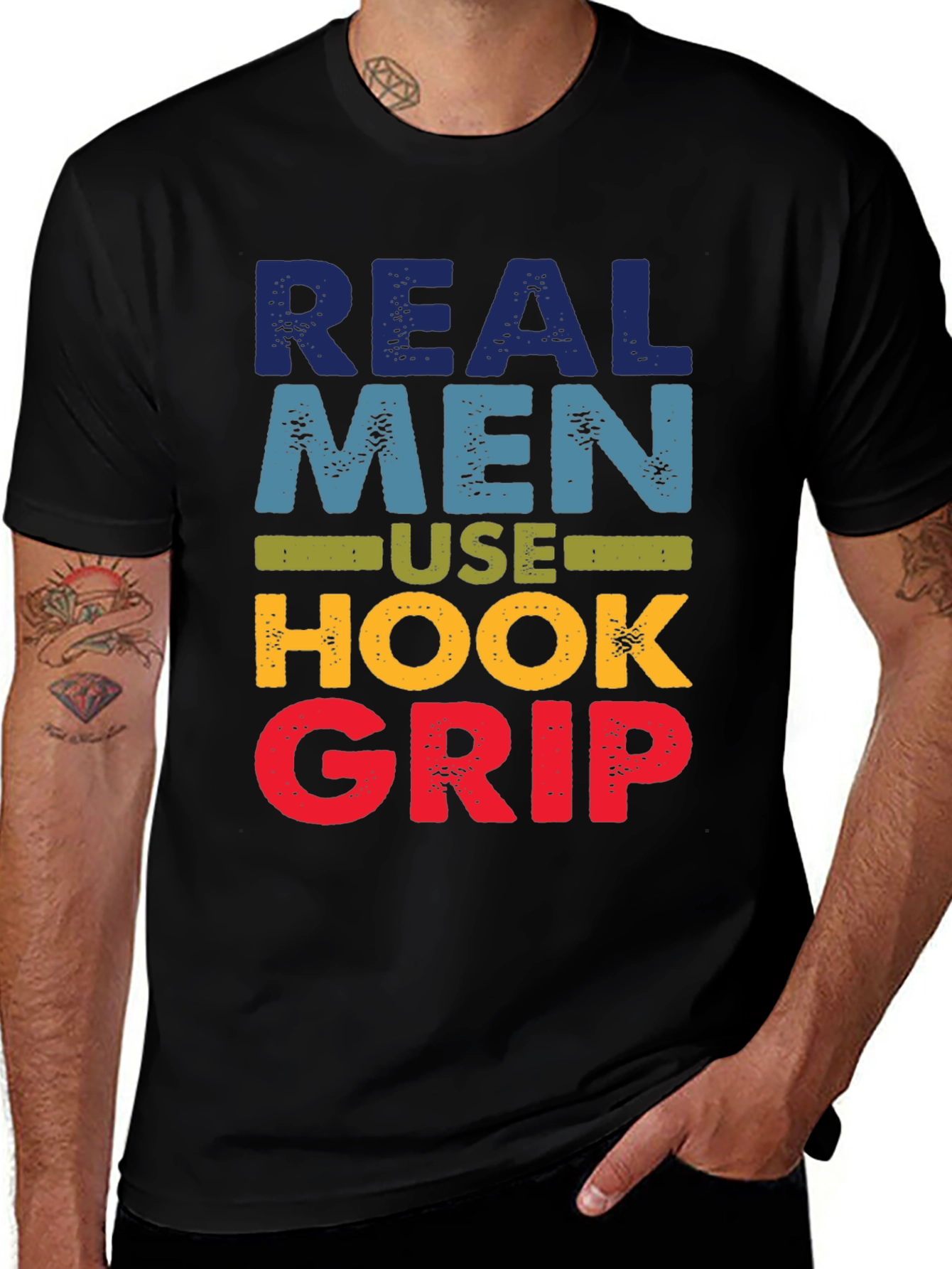 Real Men Hook Grip T-Shirt - Gym, Weightlifting