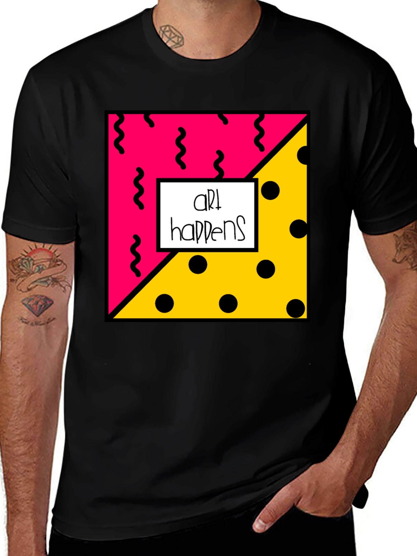 Variant 11 of Art Happens Graphic Tee - Black Cotton T-Shirt