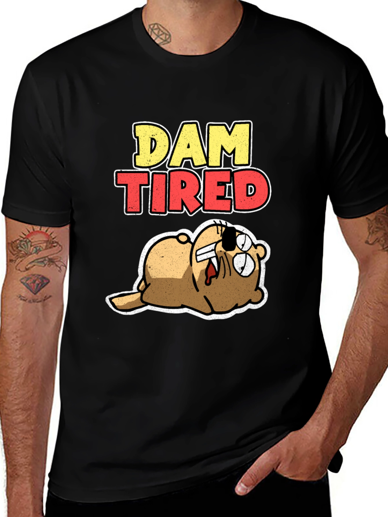 Variant 25 of Dam Tired Beaver Graphic T-Shirt