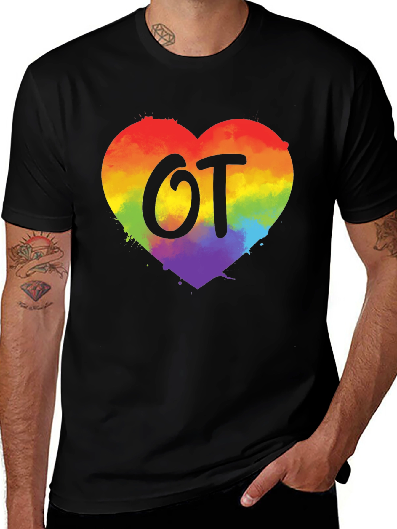 OT Rainbow Heart T-Shirt Occupational Therapy Gift