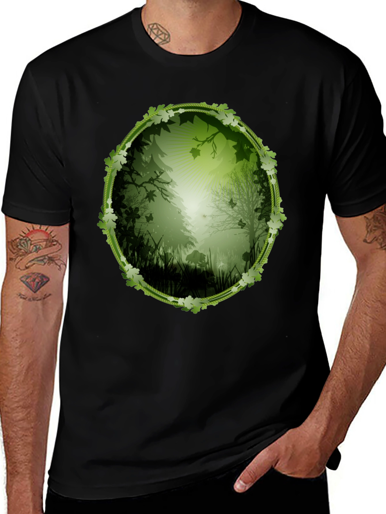 Variant 5 of Nature Scene Graphic Tee - Forest Vista