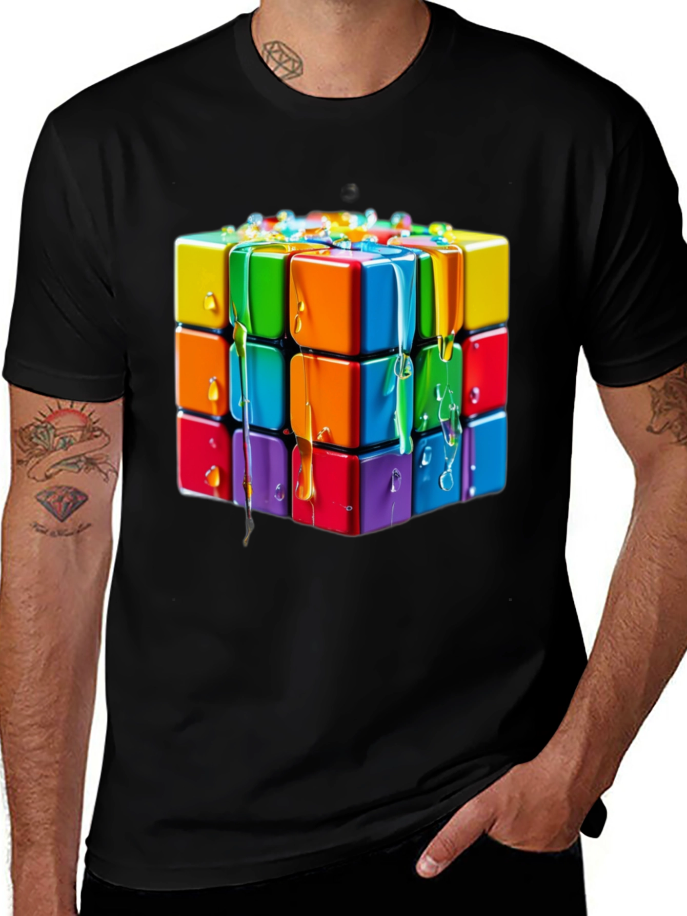 Variant 24 of Colorful Cube Graphic Tee - Unique Design