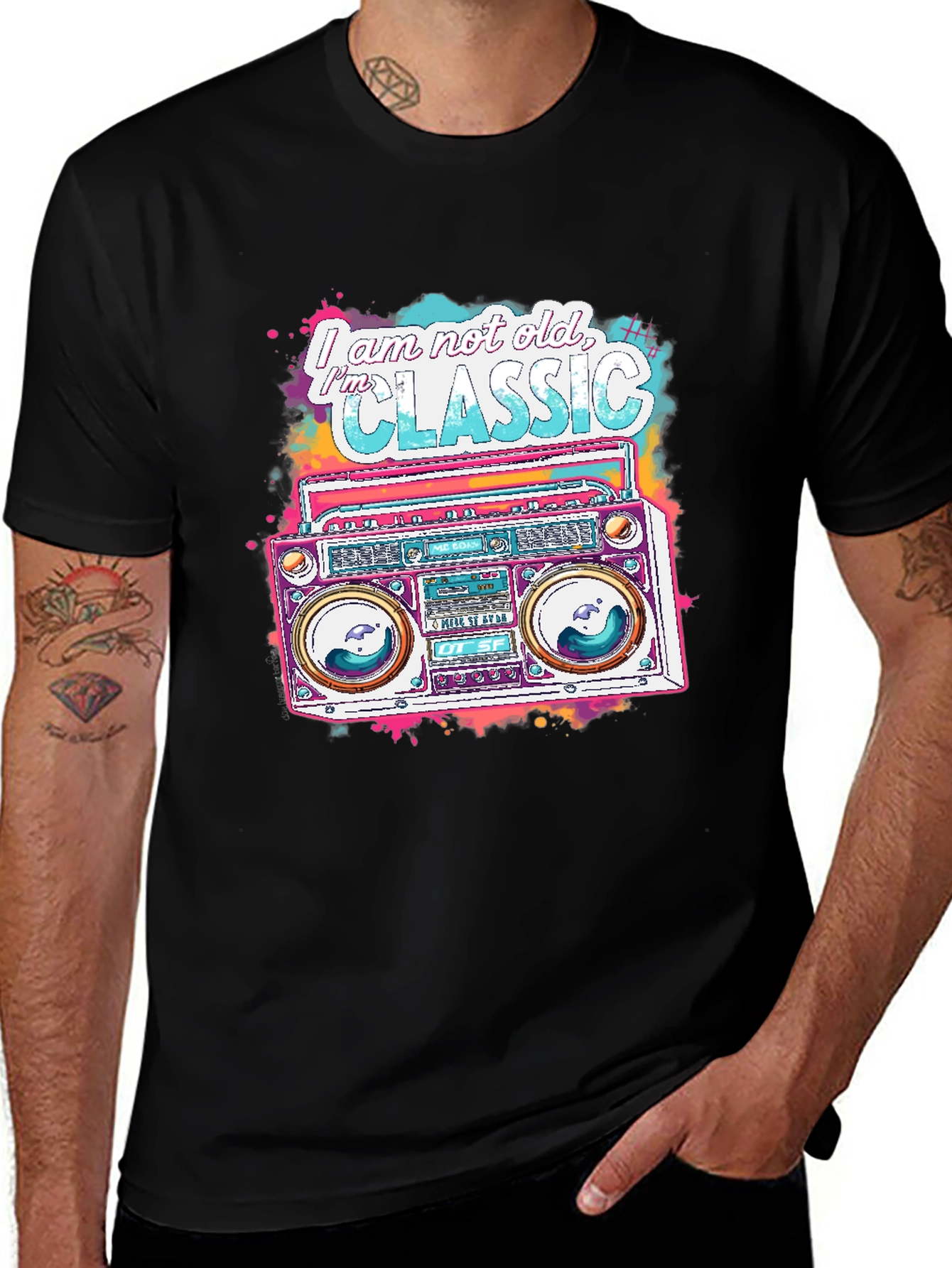 Variant 14 of Retro Boombox Graphic Tee - I am not old, I'm Classic
