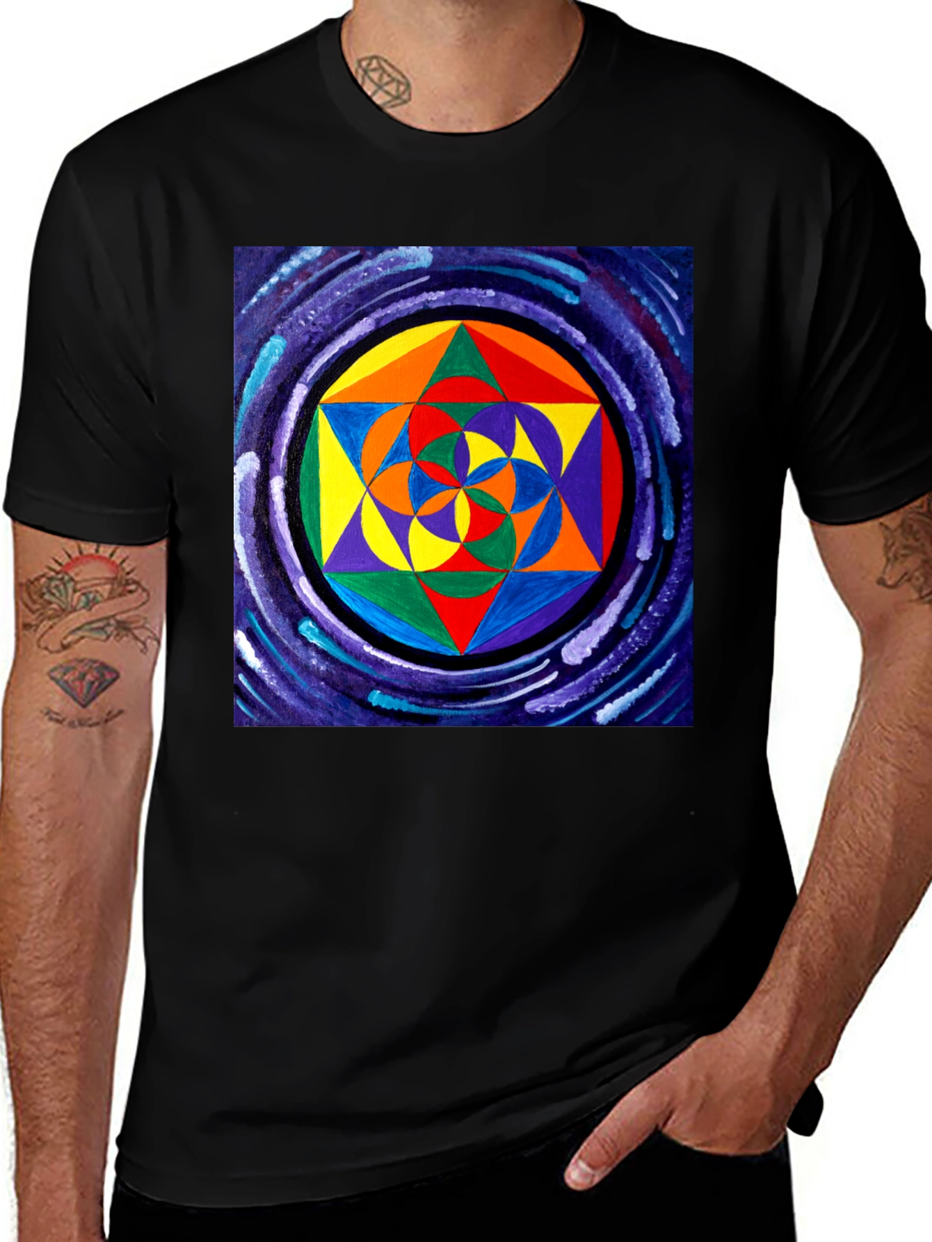 Variant 24 of Geometric Pattern Black T-Shirt