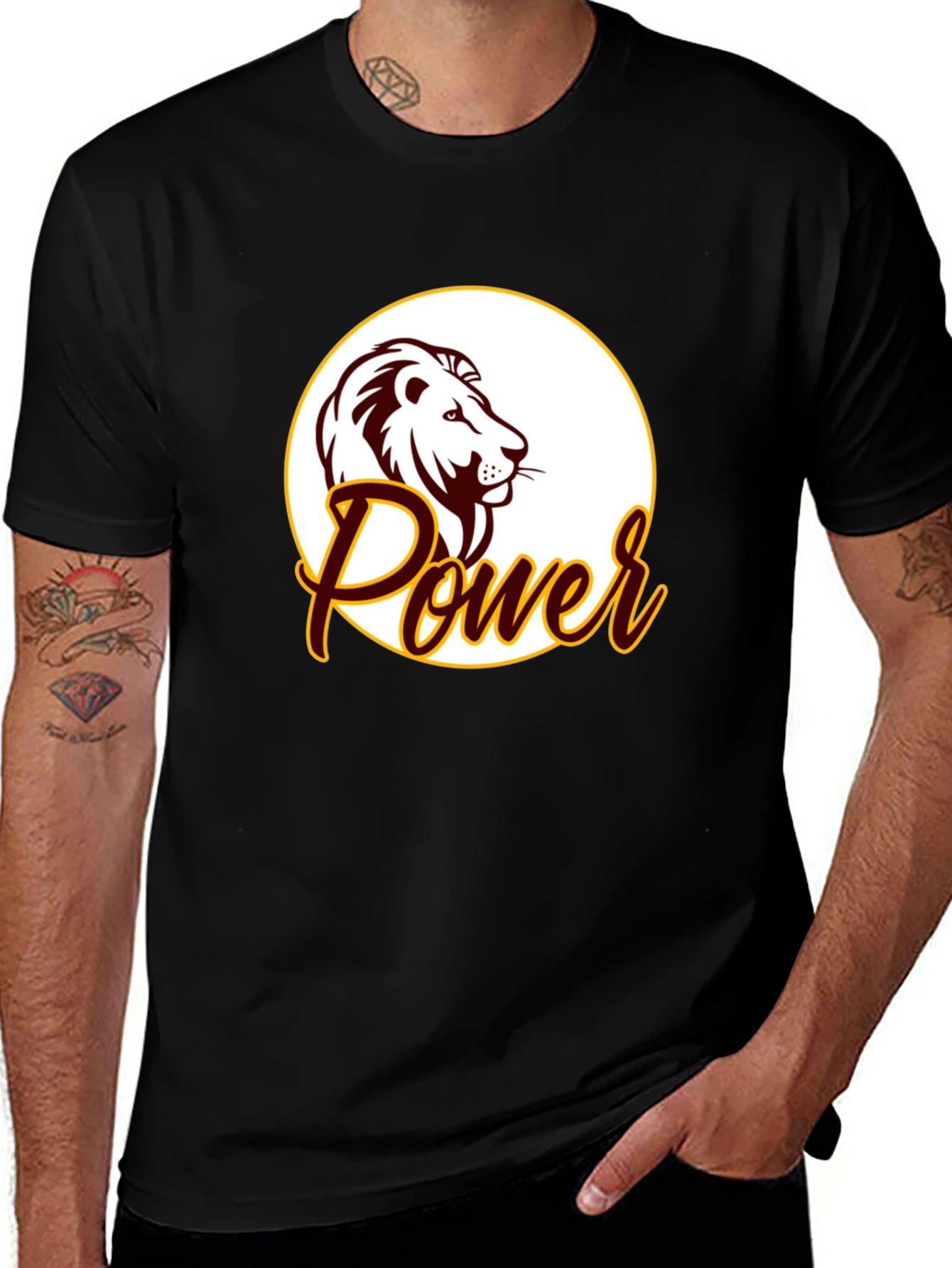 Variant 8 of Power Lion Graphic Tee - Black Cotton Blend