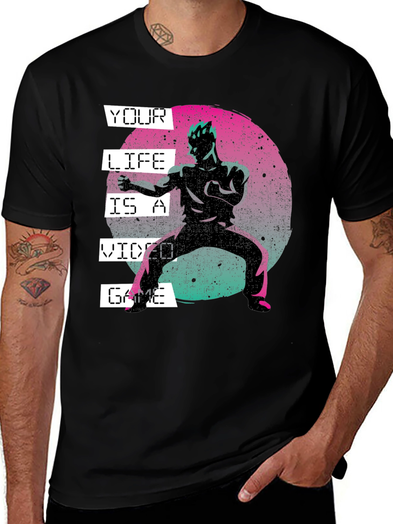 Variant 2 of Your Life Is A Video Game Black Graphic Tee