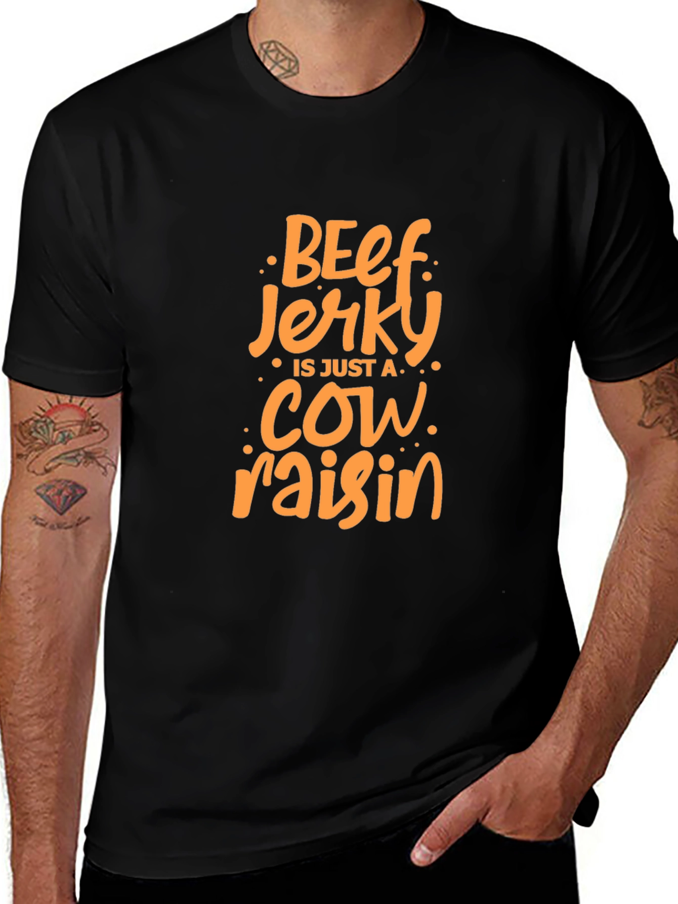 Variant 12 of Beef Jerky Cow Raisin Graphic Tee Shirt