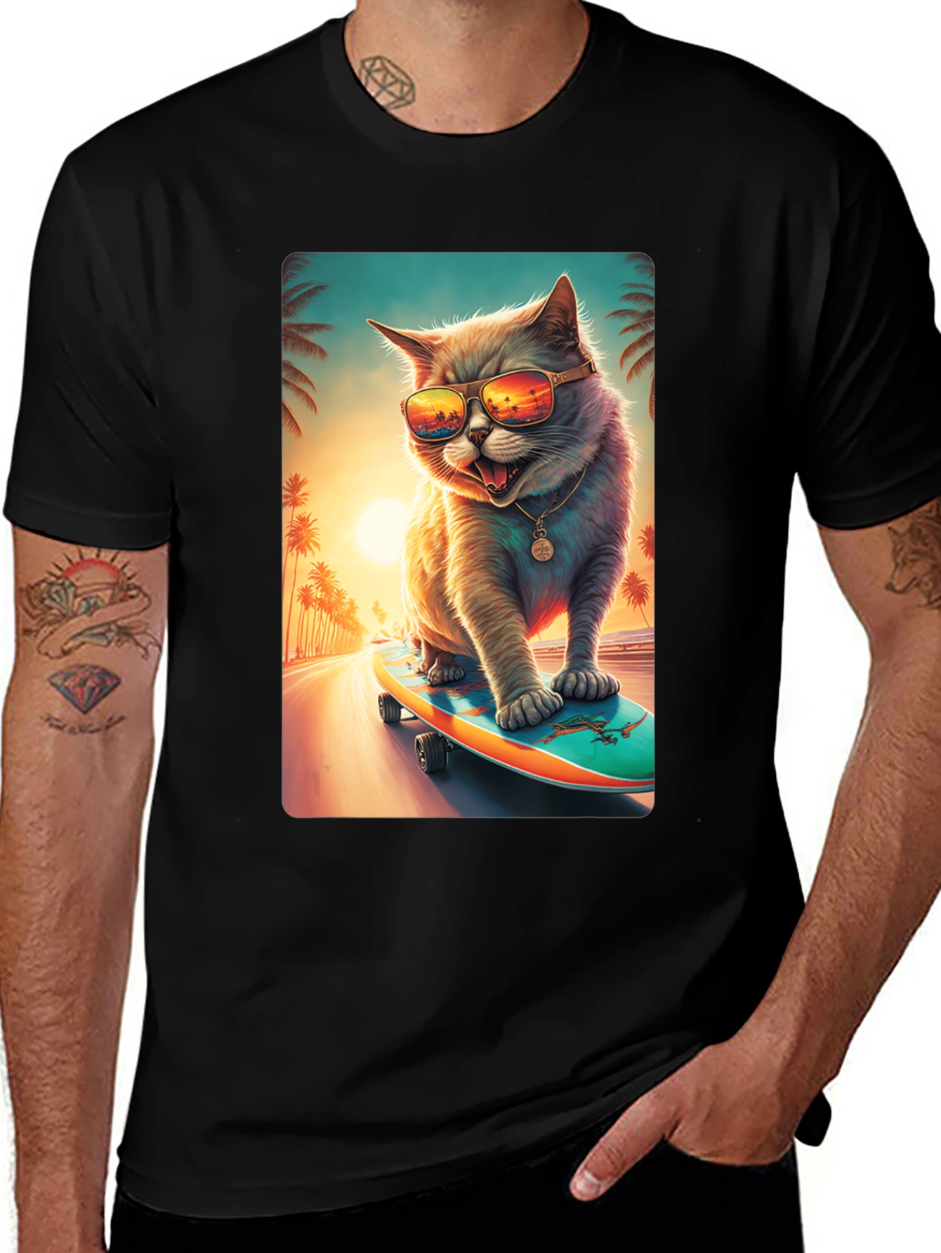 Variant 16 of Cool Cat Skateboard T-Shirt