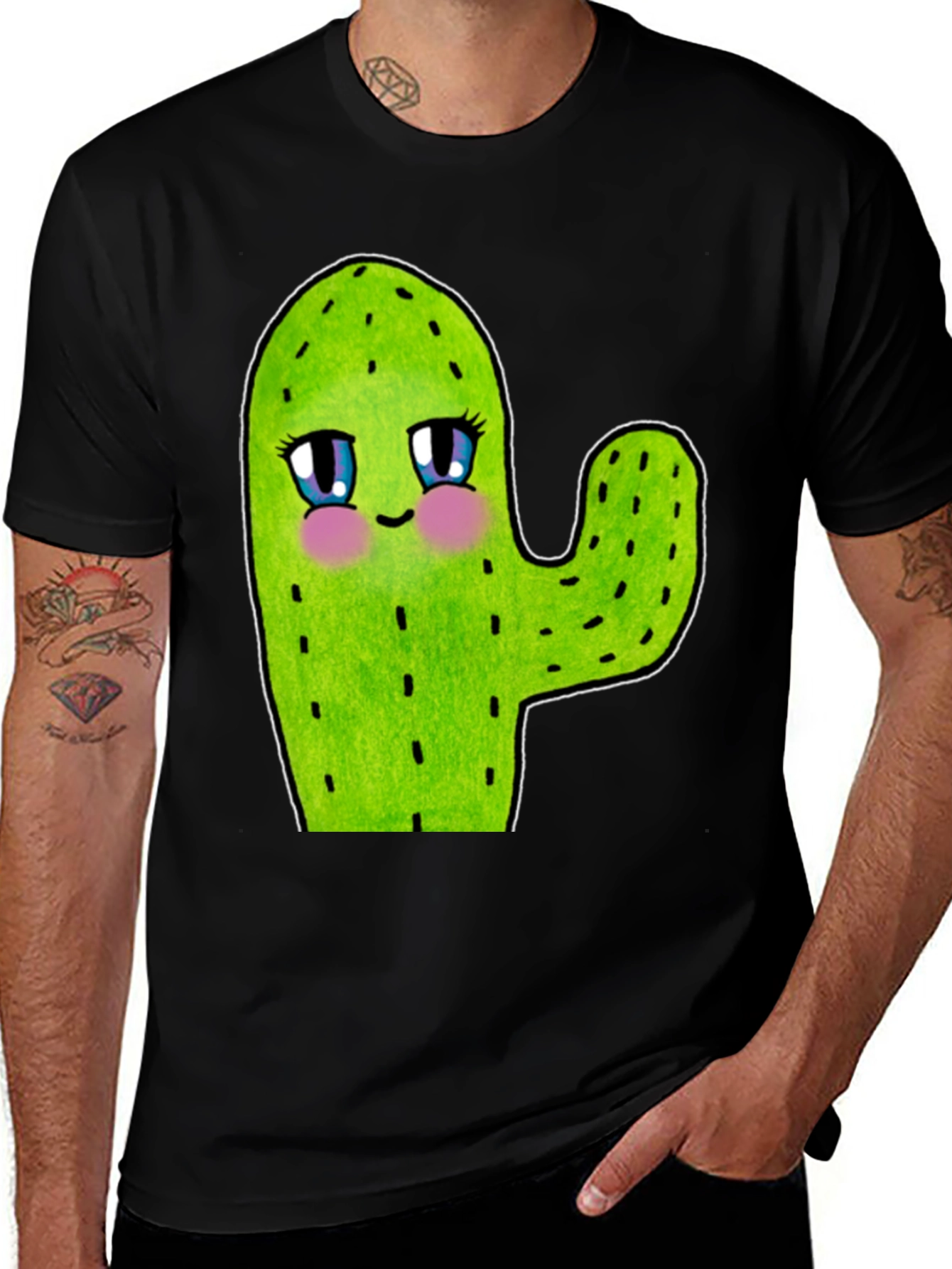 Variant 5 of Cute Cactus Graphic Black T-Shirt