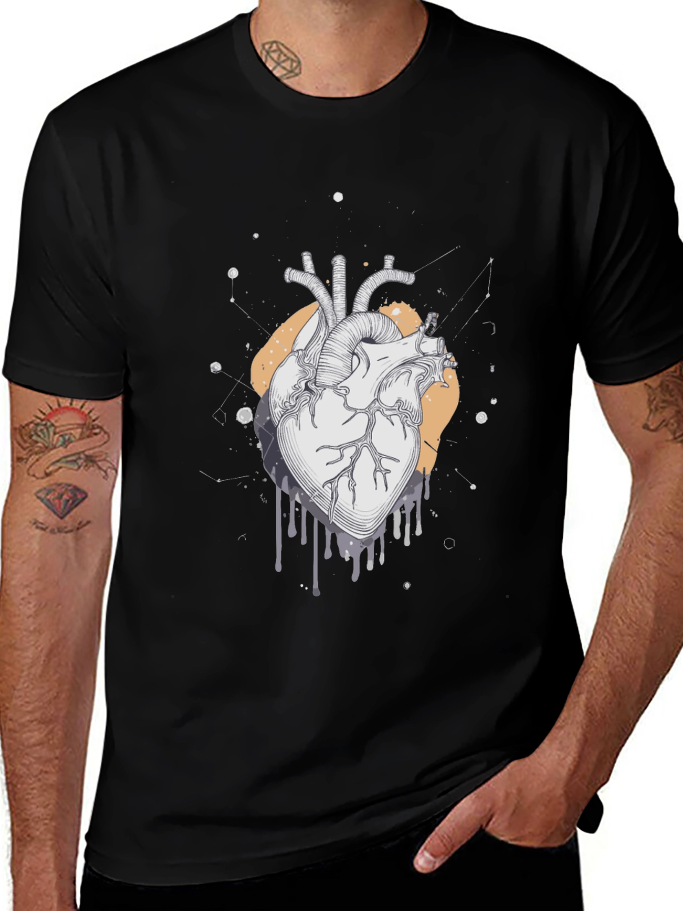 Variant 25 of Anatomical Heart Graphic Print Black T-Shirt