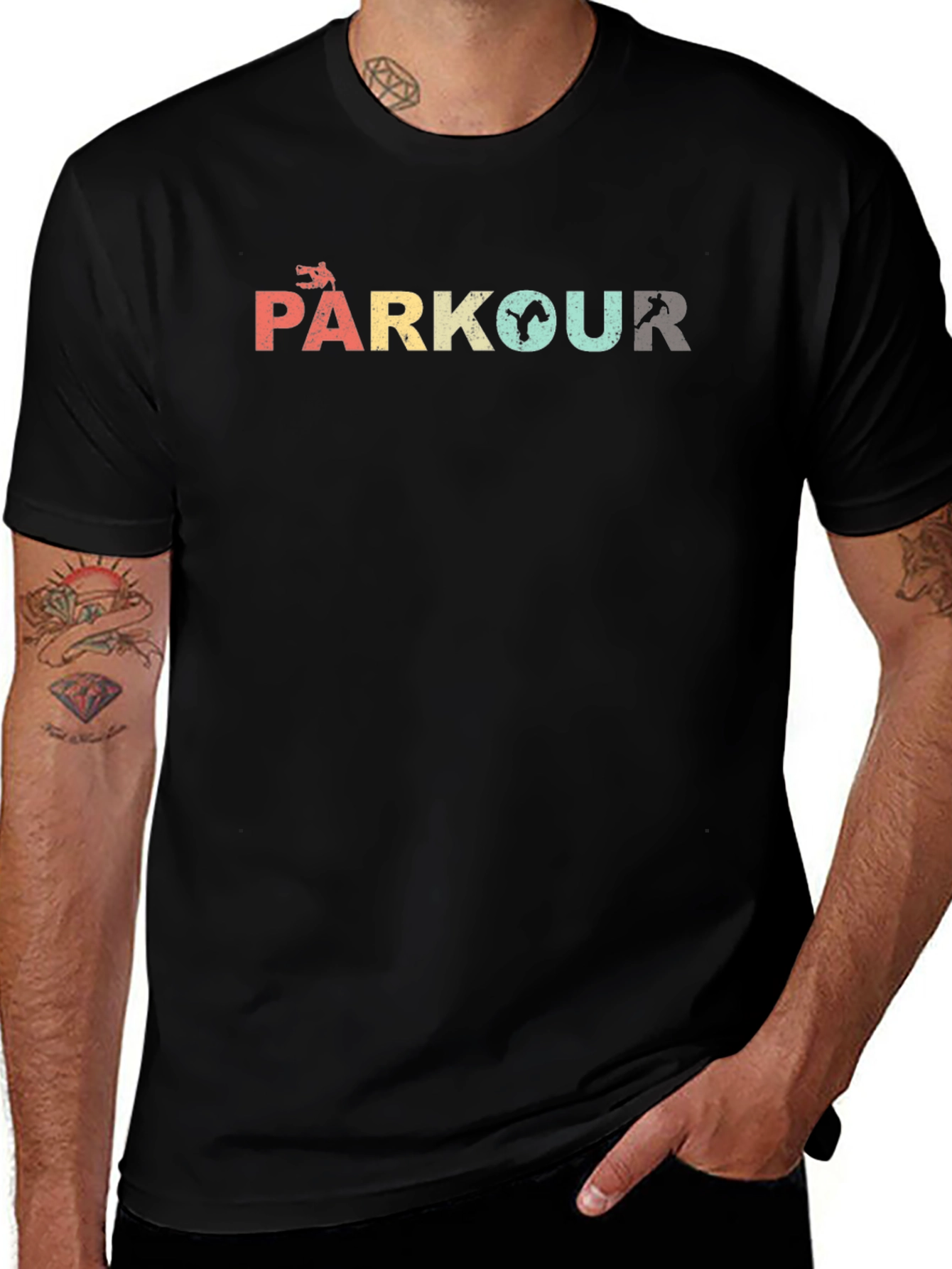 Variant 17 of Parkour Vintage Style Black T-Shirt