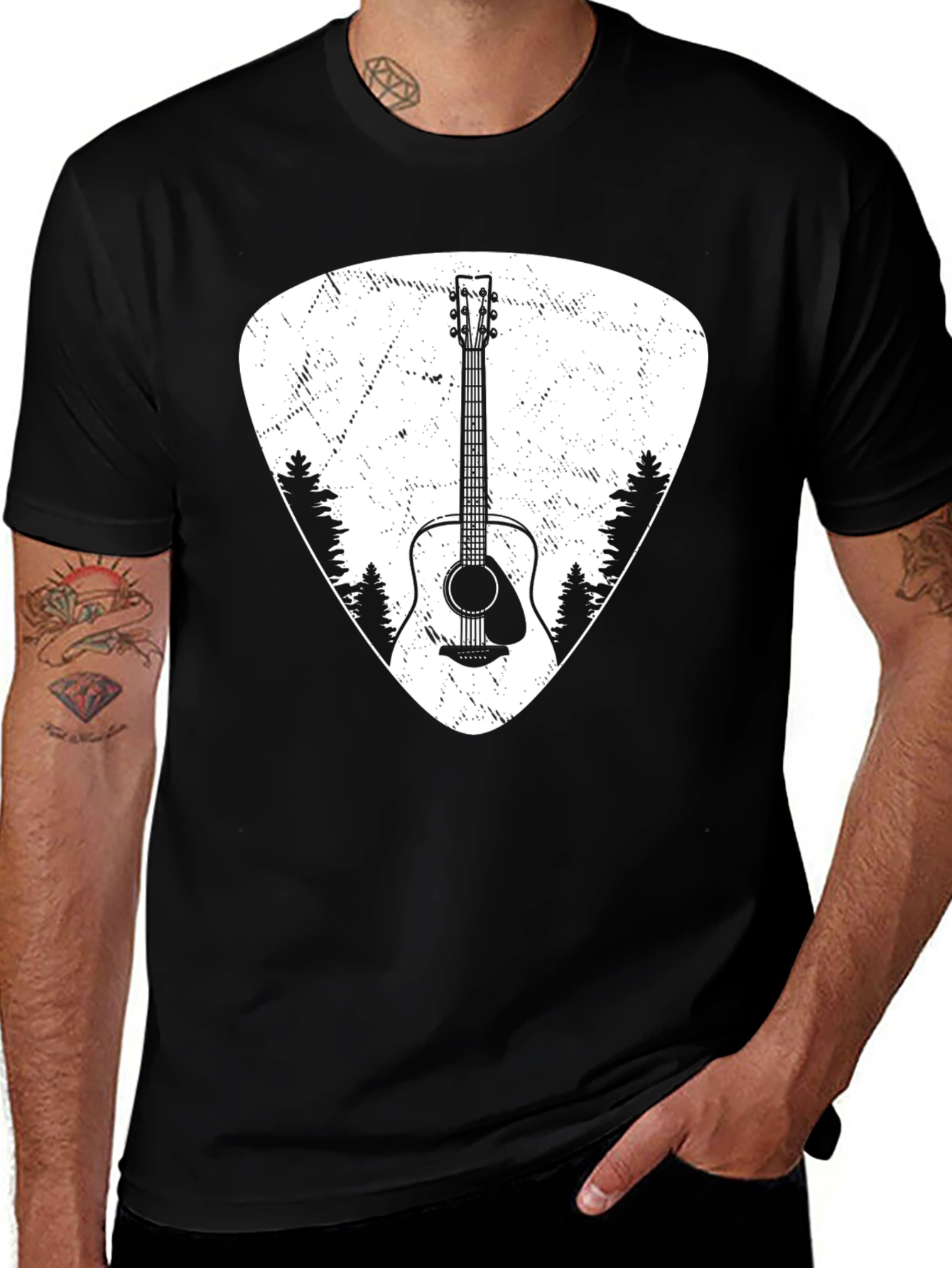 Variant 29 of Guitar Pick Graphic Tee - Black