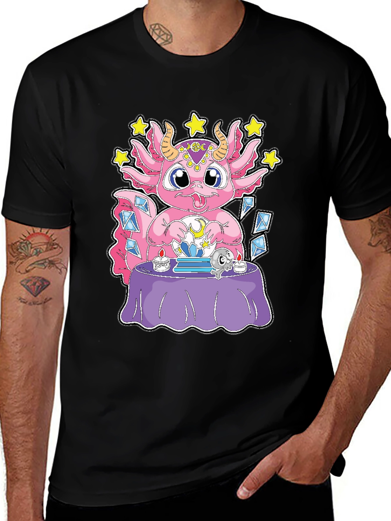 Variant 12 of Mystic Axolotl T-Shirt - Fortune Teller Design