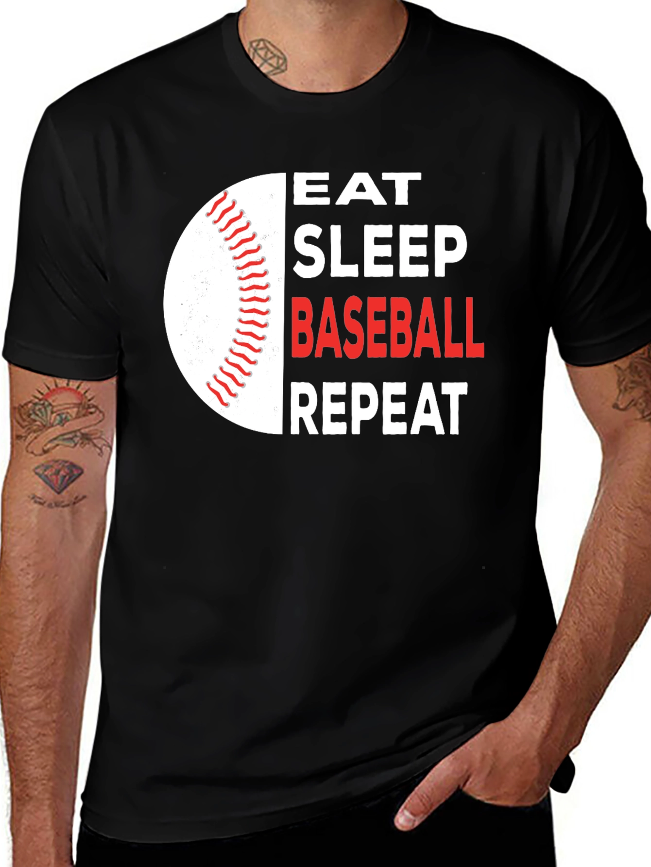 Eat Sleep Baseball Repeat Graphic T-Shirt