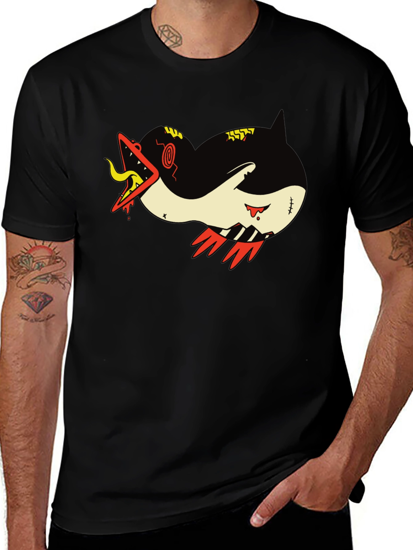 Variant 7 of Graphic Print Tee - Cartoon Monster Shark
