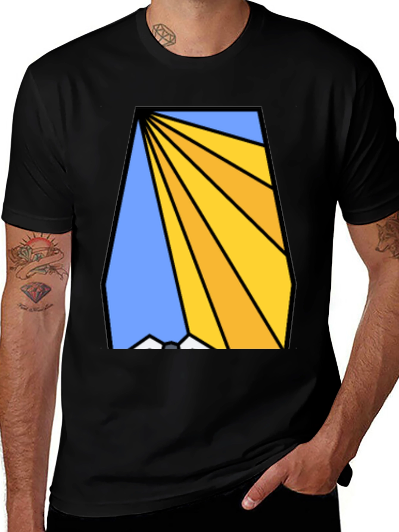 Variant 29 of Geometric Sunburst Graphic Tee - Modern Design