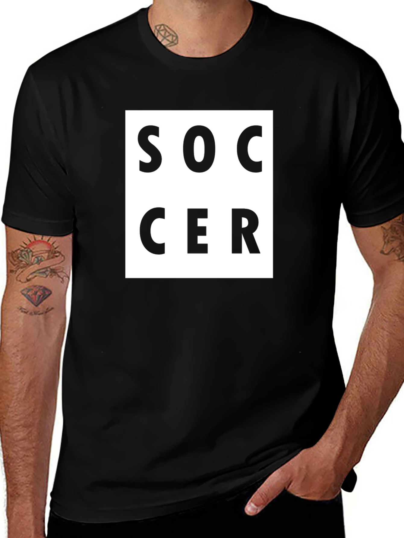 Variant 13 of Soccer Graphic Tee - Black Cotton T-Shirt