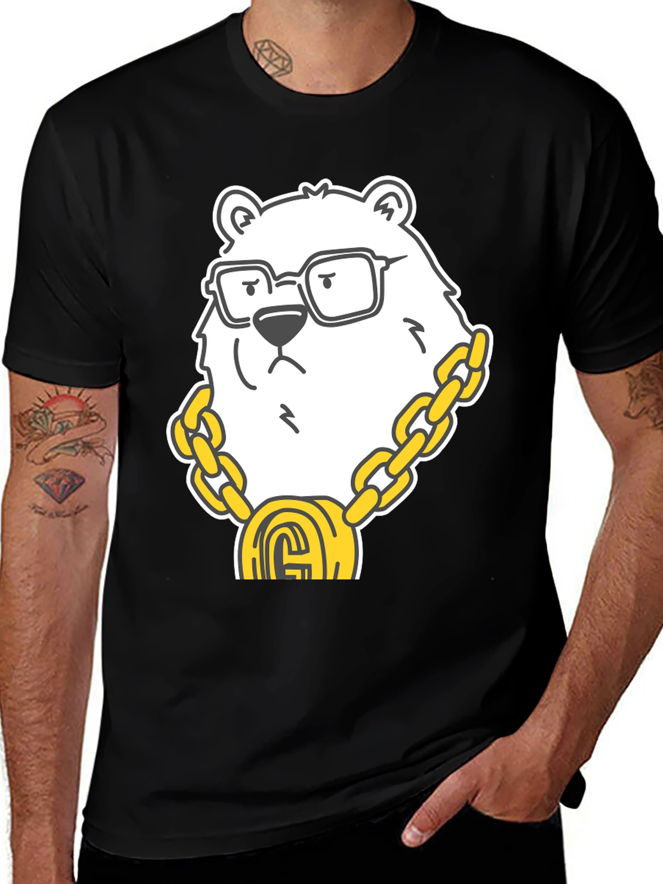 Variant 2 of Cool Bear Graphic Tee - Black Cotton Blend