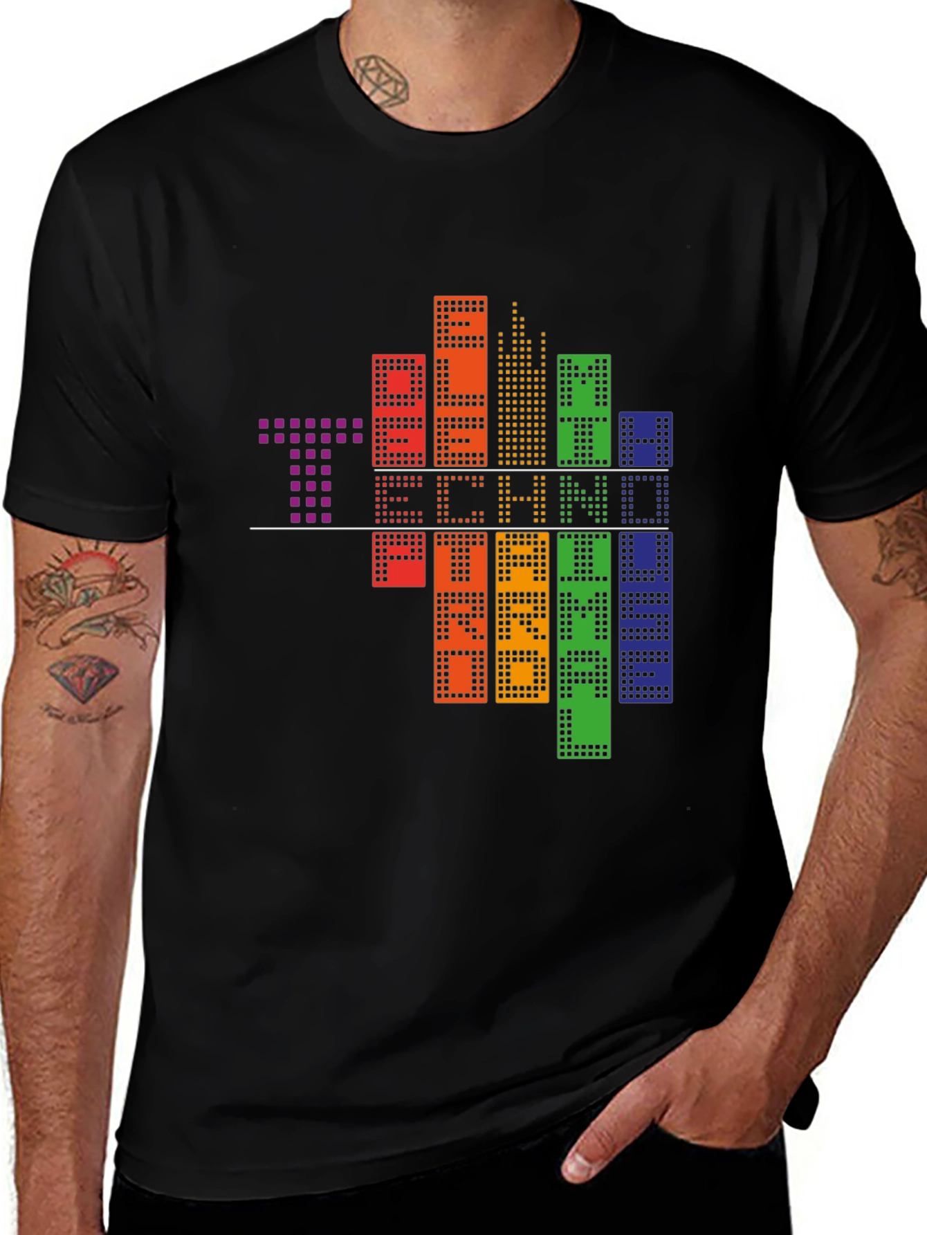 Variant 20 of Retro Pixel Techno Music T-Shirt - Black