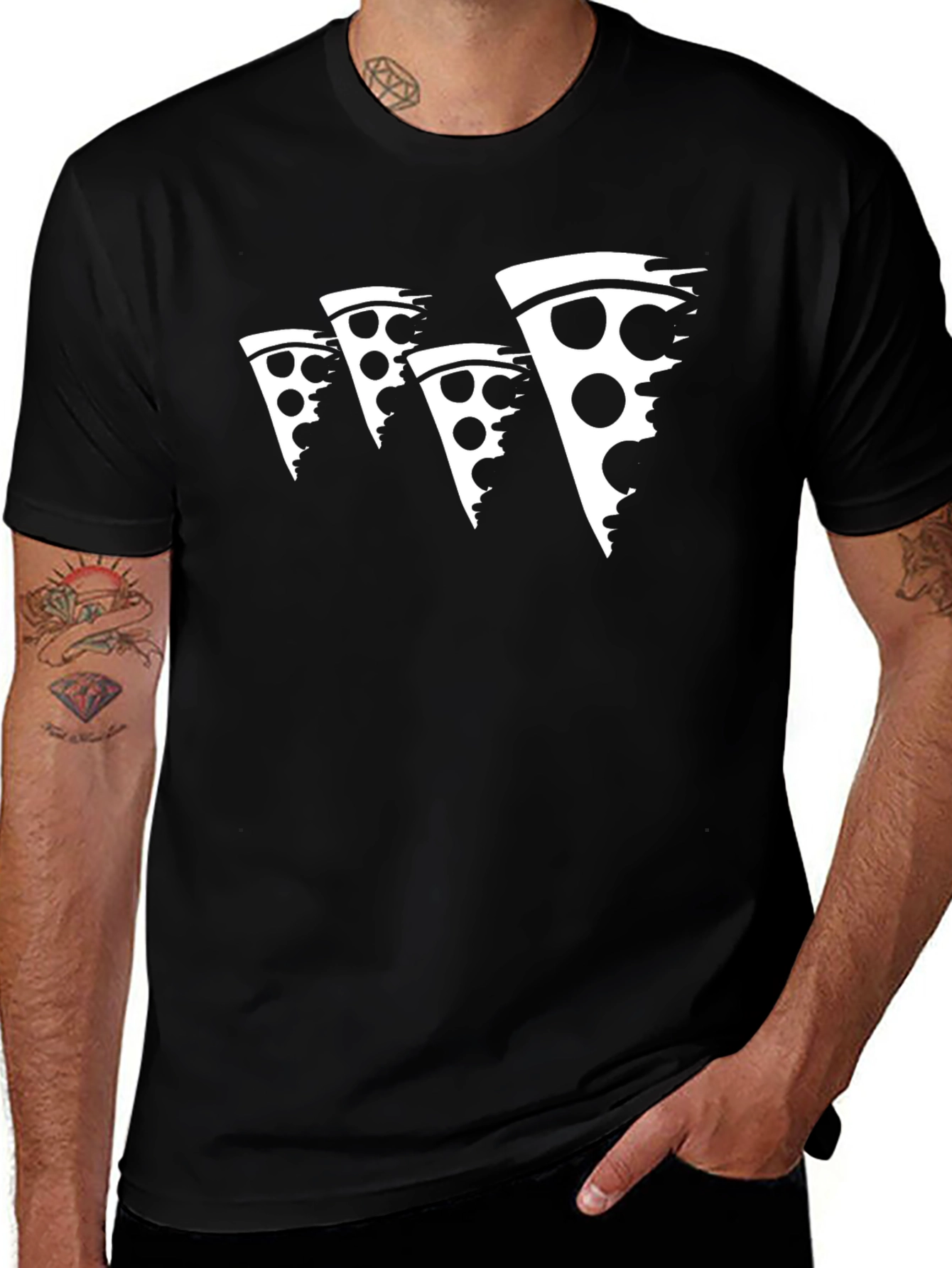 Variant 30 of Pizza Slice Graphic Black T-Shirt