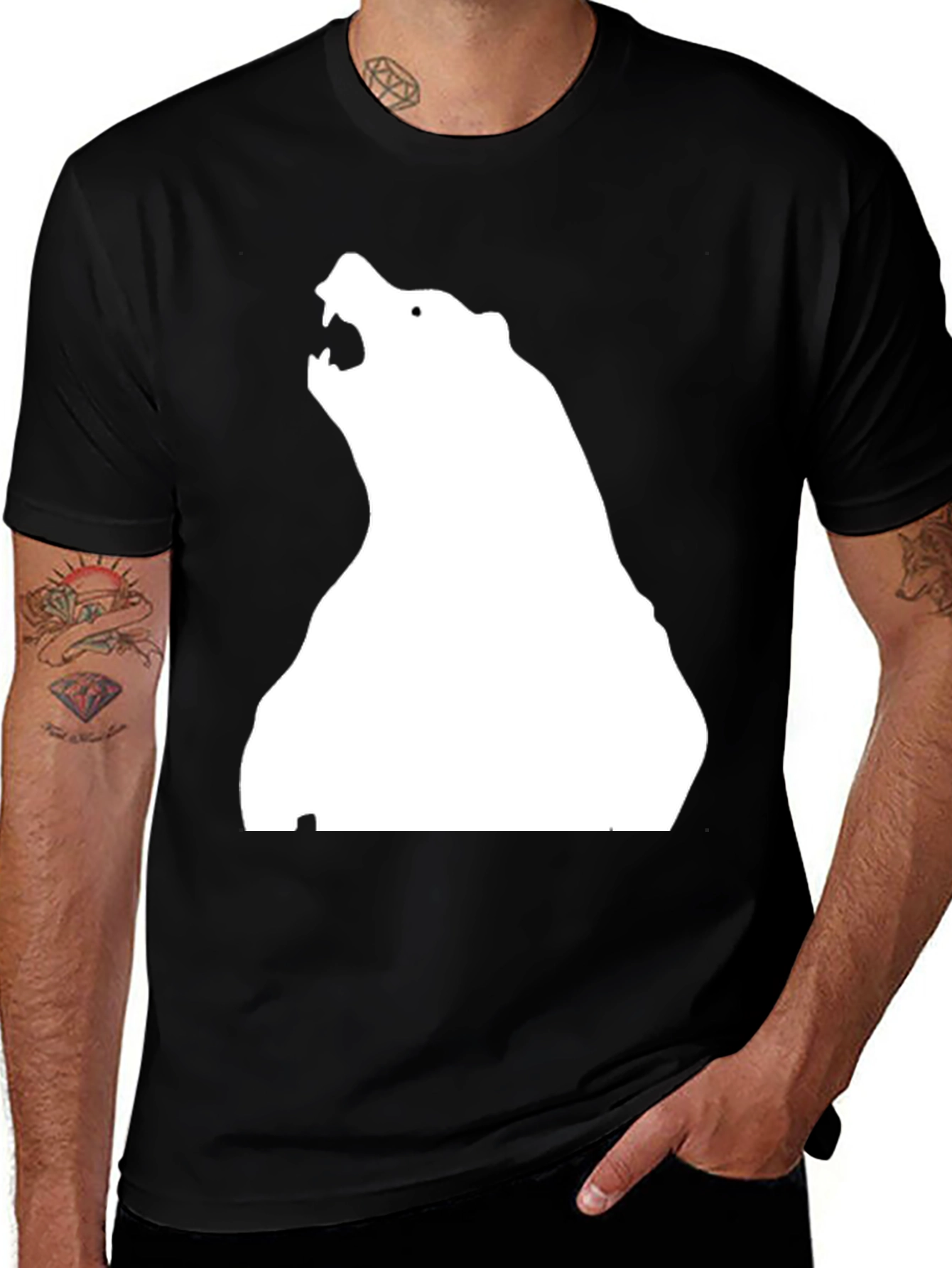 Variant 10 of Bear Graphic Black T-Shirt - Grizzly Style