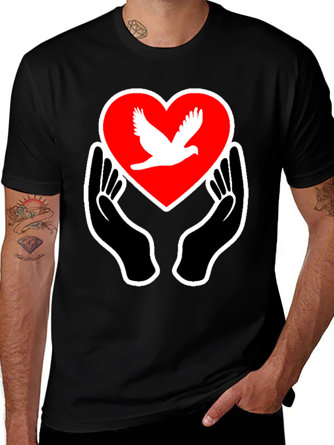 Variant 15 of Dove Heart Hands Graphic T-Shirt
