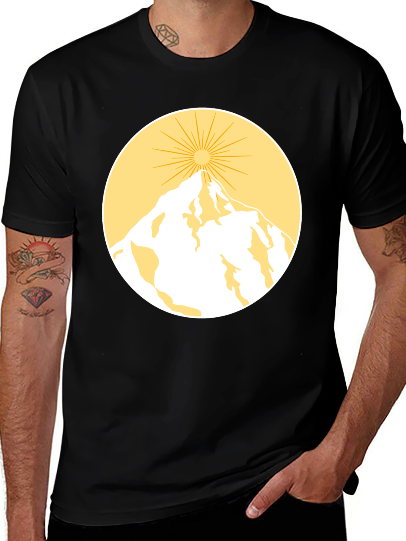 Variant 8 of Mountain Sun Graphic Tee - Black Cotton Blend