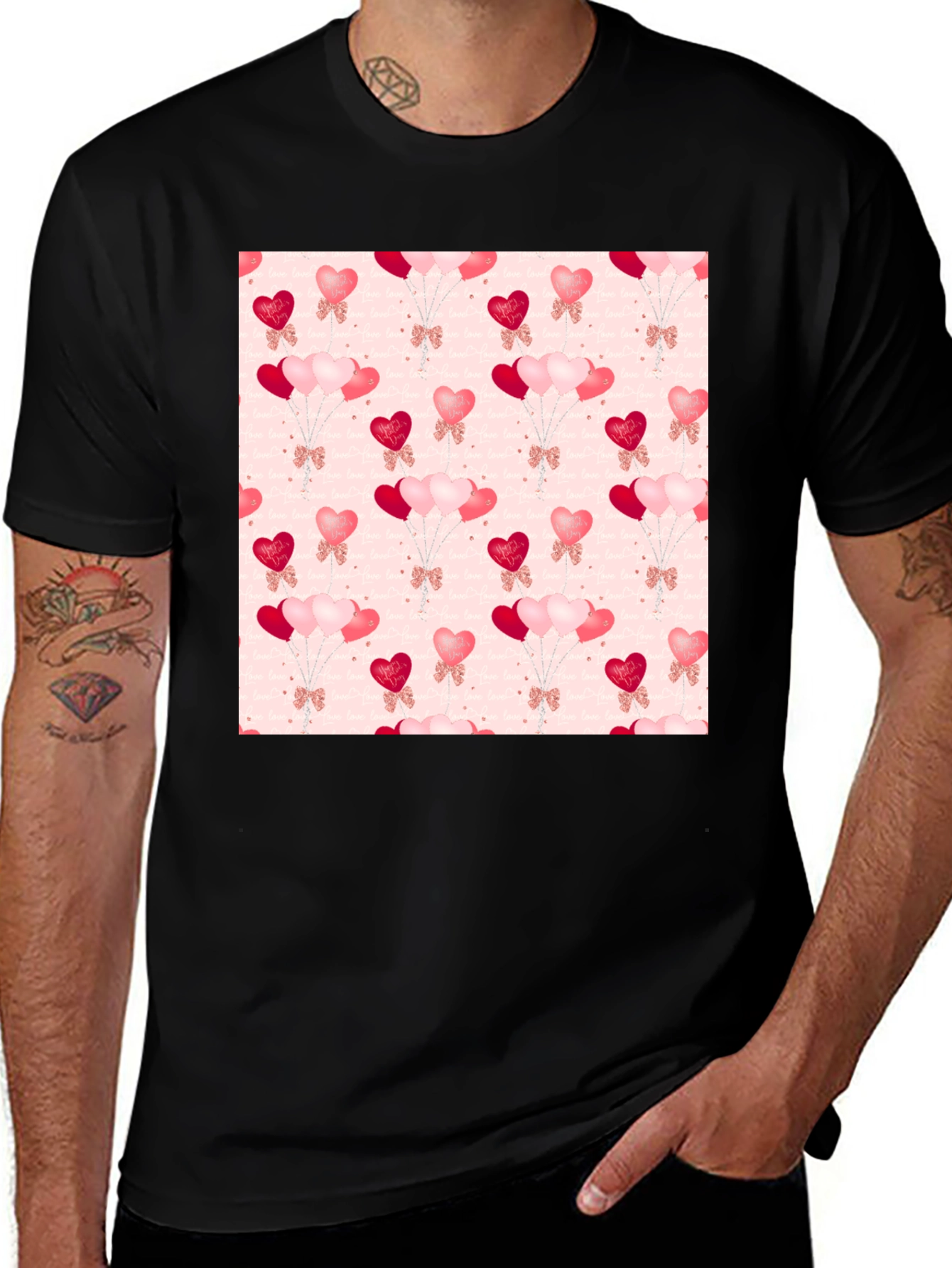 Variant 21 of Heart Balloons Pattern T-Shirt