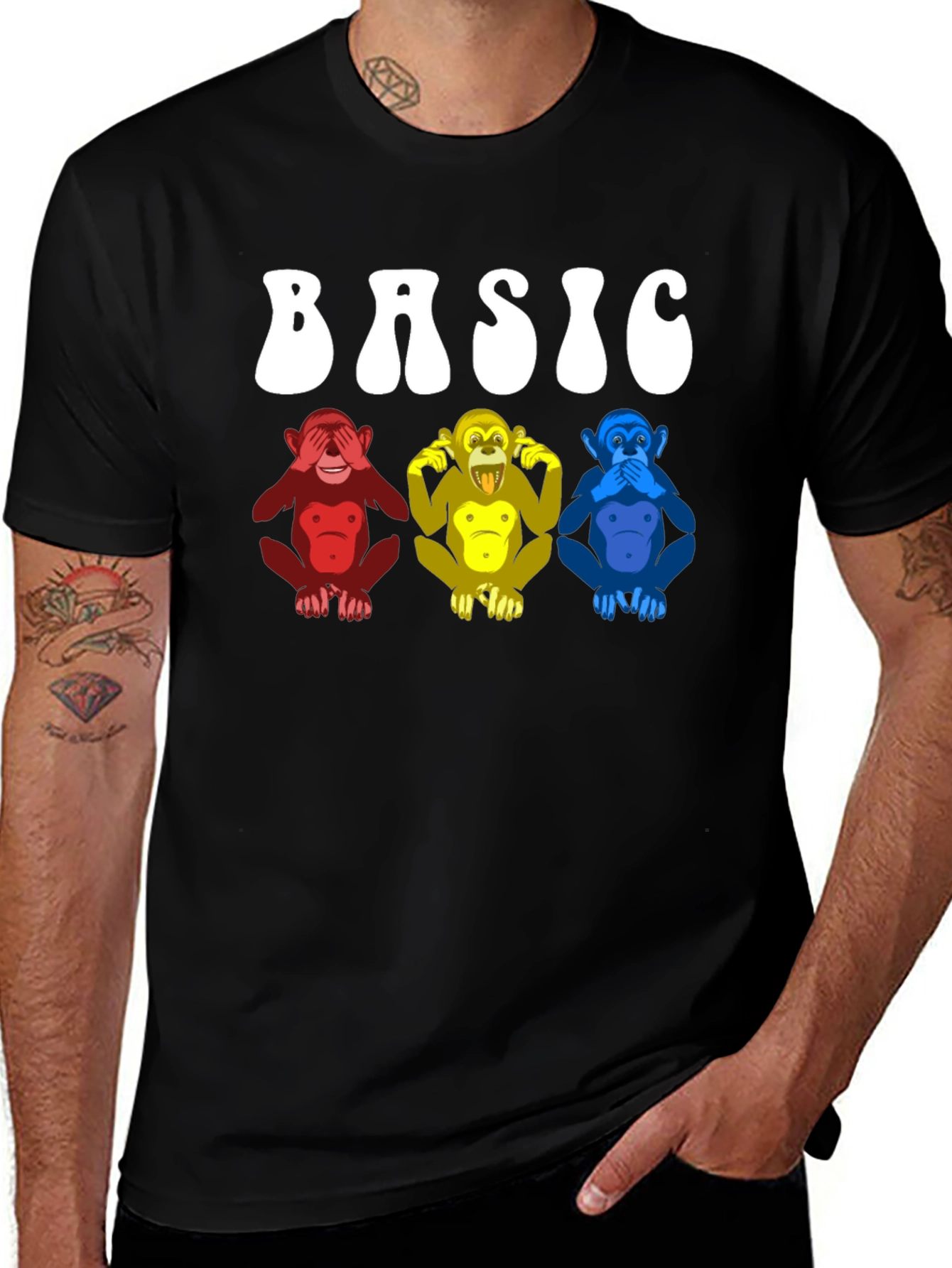 Basic Monkey T-Shirt - Hear, See, Speak No Evil