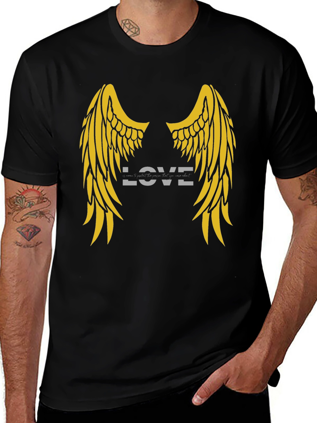 Variant 26 of Love Wings Graphic Tee - Soft Black Cotton T-Shirt