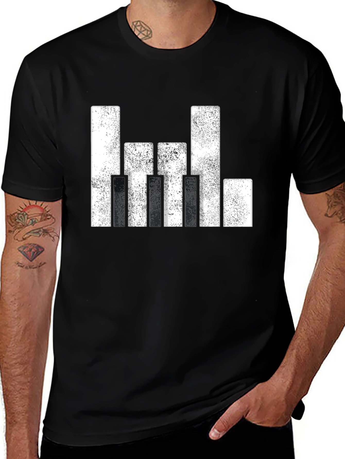 Piano Keys Graphic T-Shirt - Black