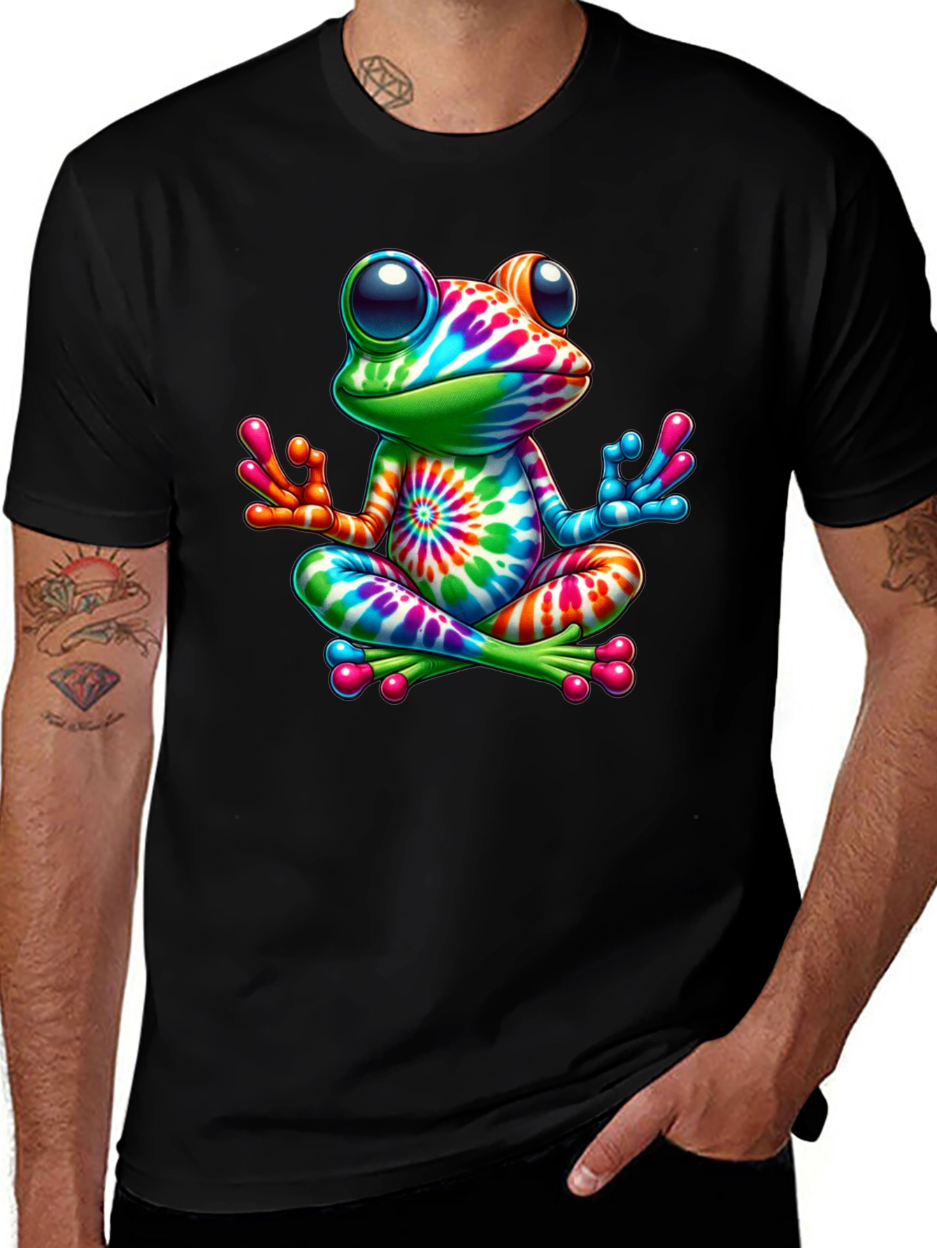 Variant 8 of Tie-Dye Frog Meditating Graphic Tee