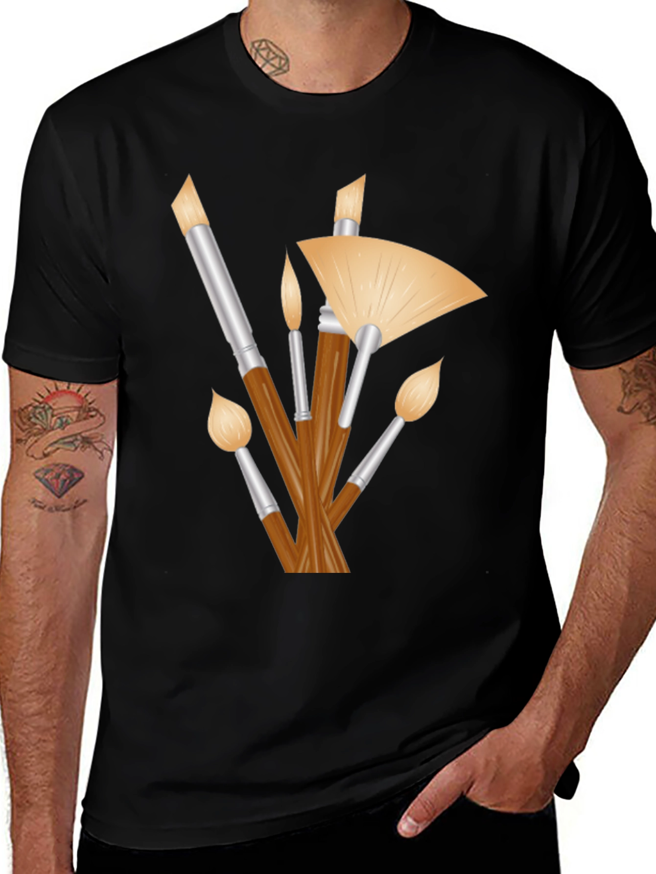 Variant 17 of Paint Brush Graphic Tee - Artistic Style