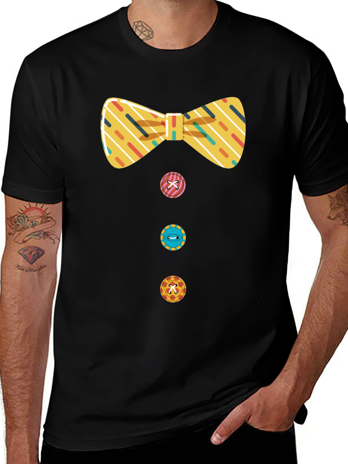 Variant 17 of Novelty Bowtie & Buttons Black T-Shirt