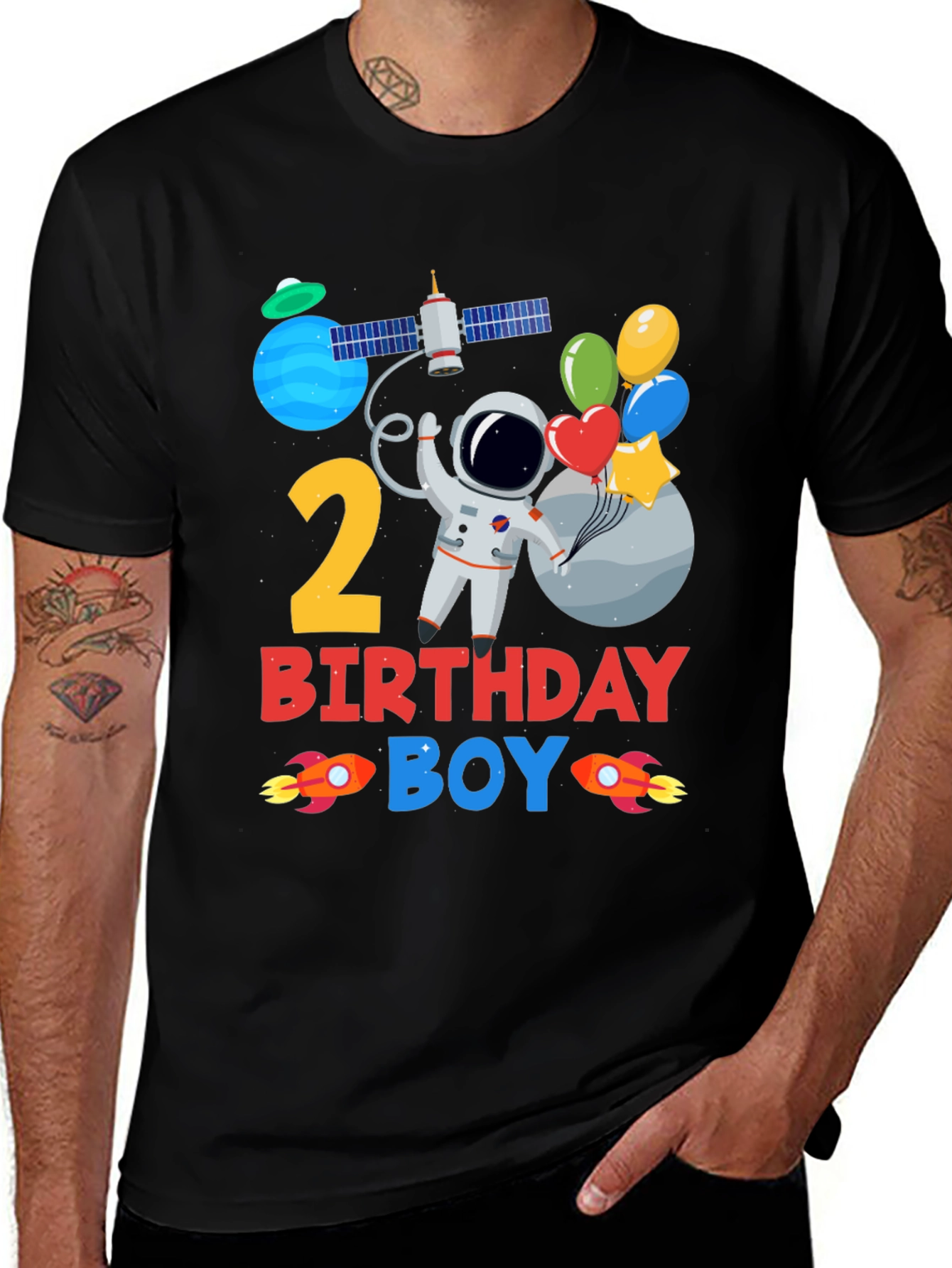 2nd Birthday Boy Space T-Shirt