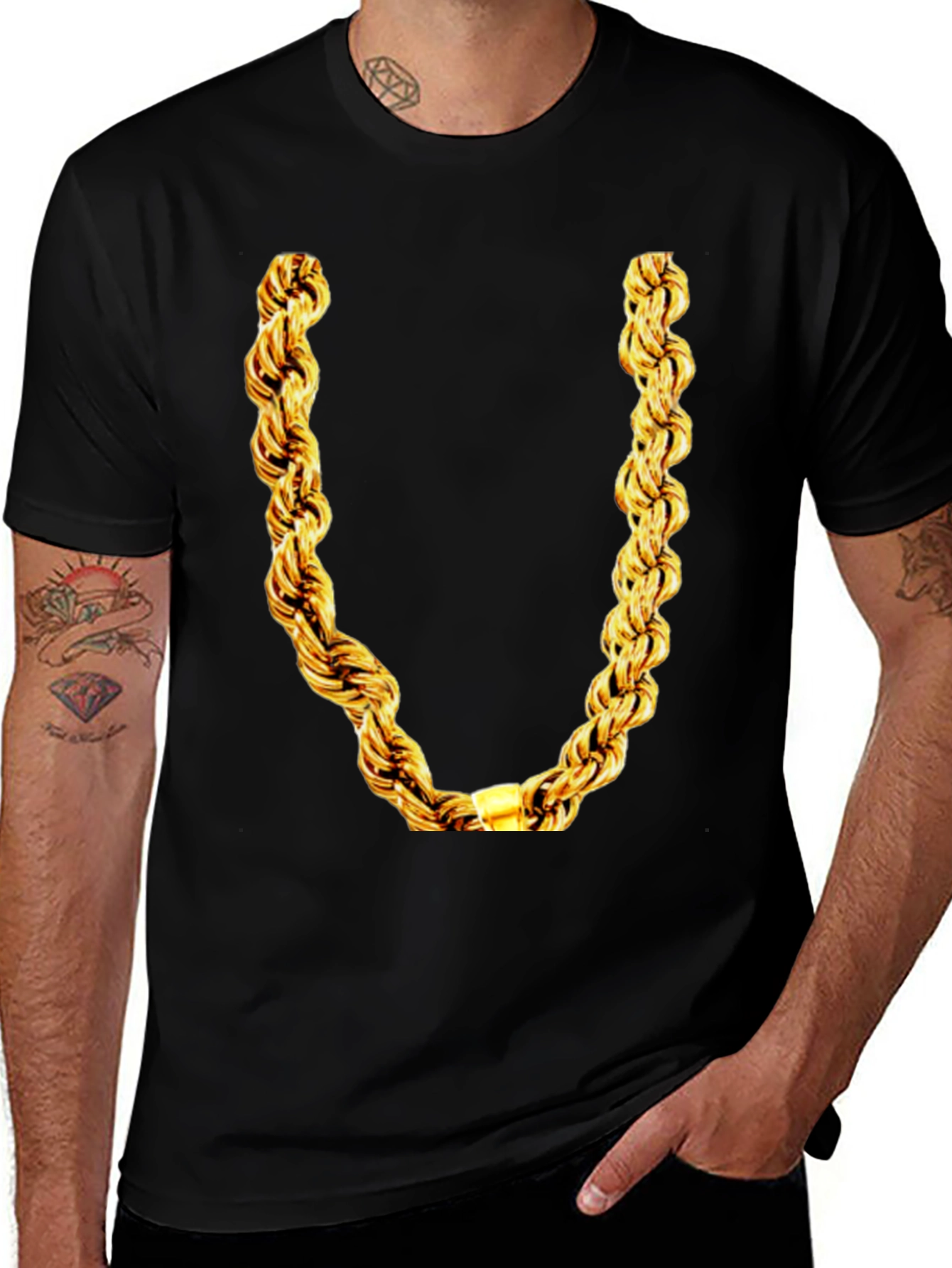 Variant 18 of Gold Chain Graphic T-Shirt - Mens Black Tee