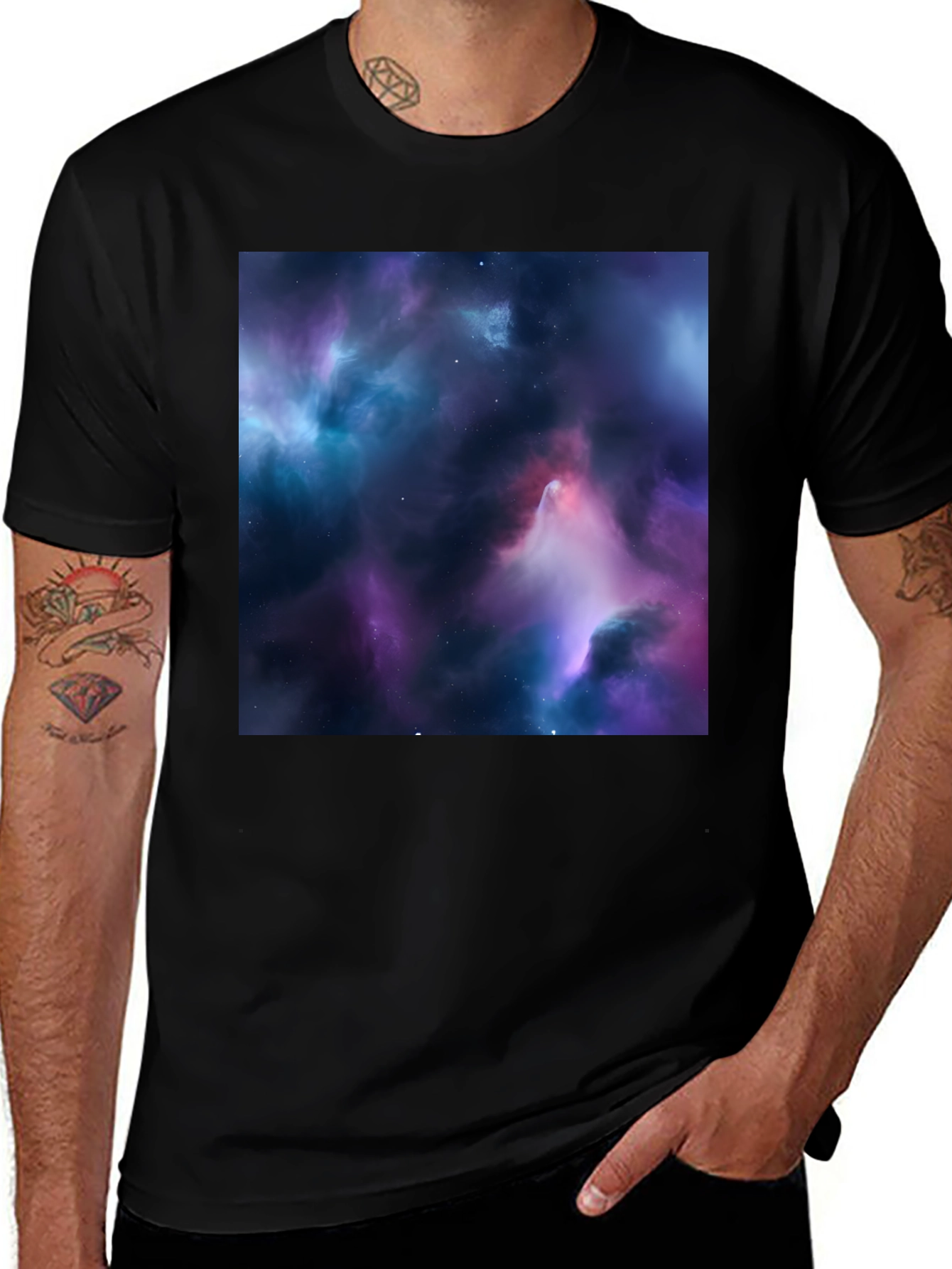 Variant 23 of Nebula Print Black T-Shirt