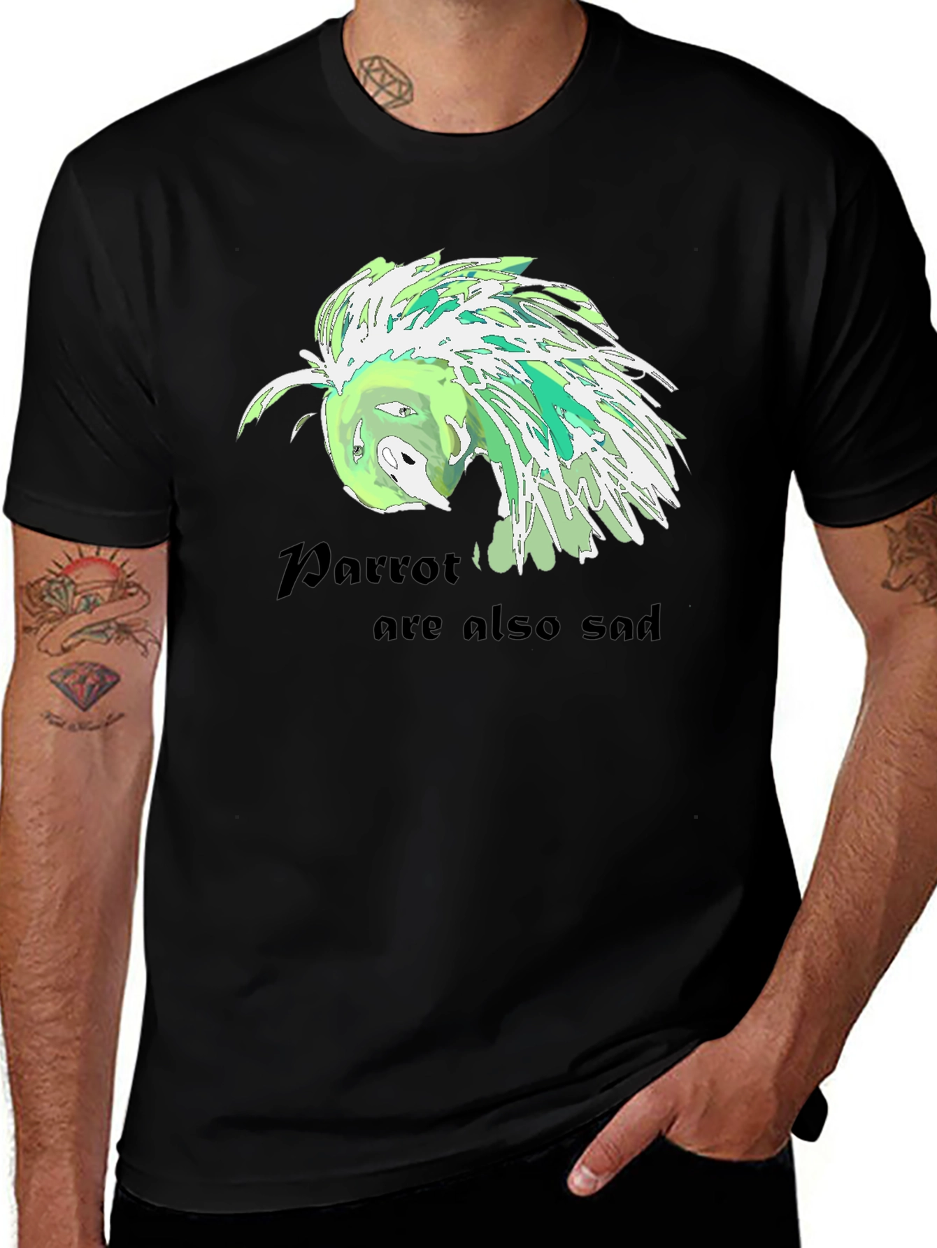 Variant 11 of Sad Parrot Graphic Tee - Unique Men's T-Shirt