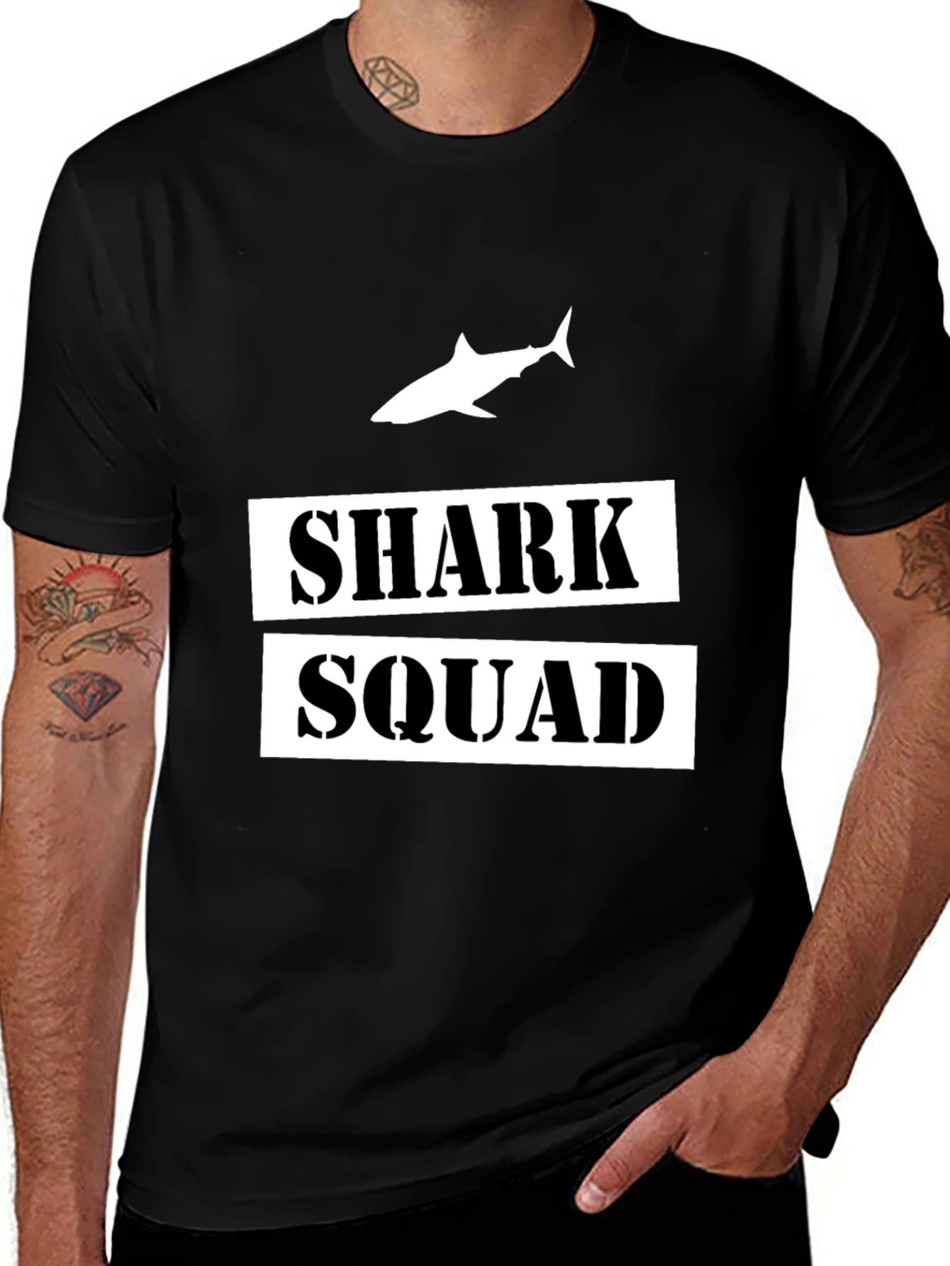 Variant 20 of Shark Squad Graphic T-Shirt - Black