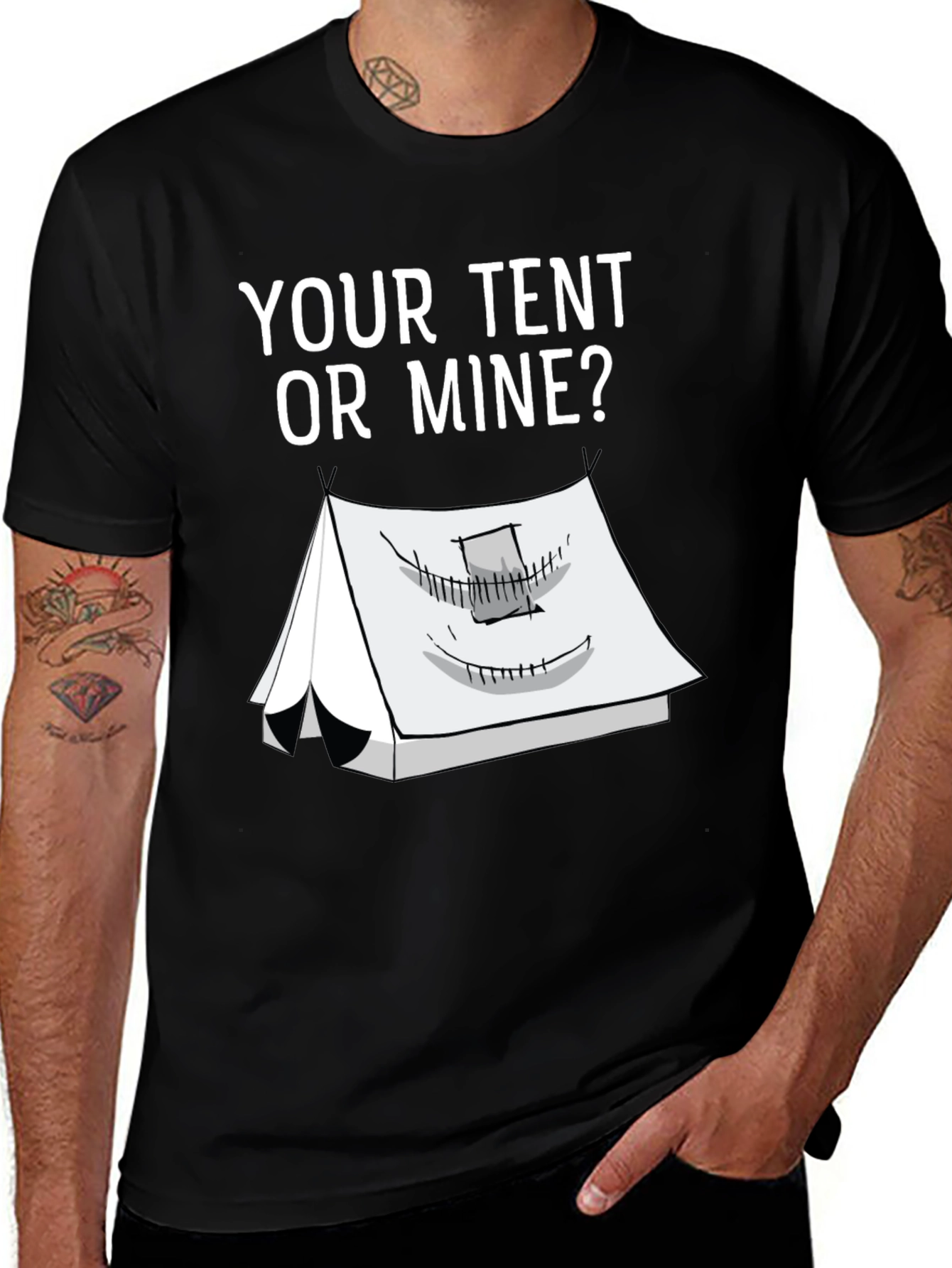 Variant 16 of Your Tent or Mine? Graphic Tee - Camping Humor T-Shirt