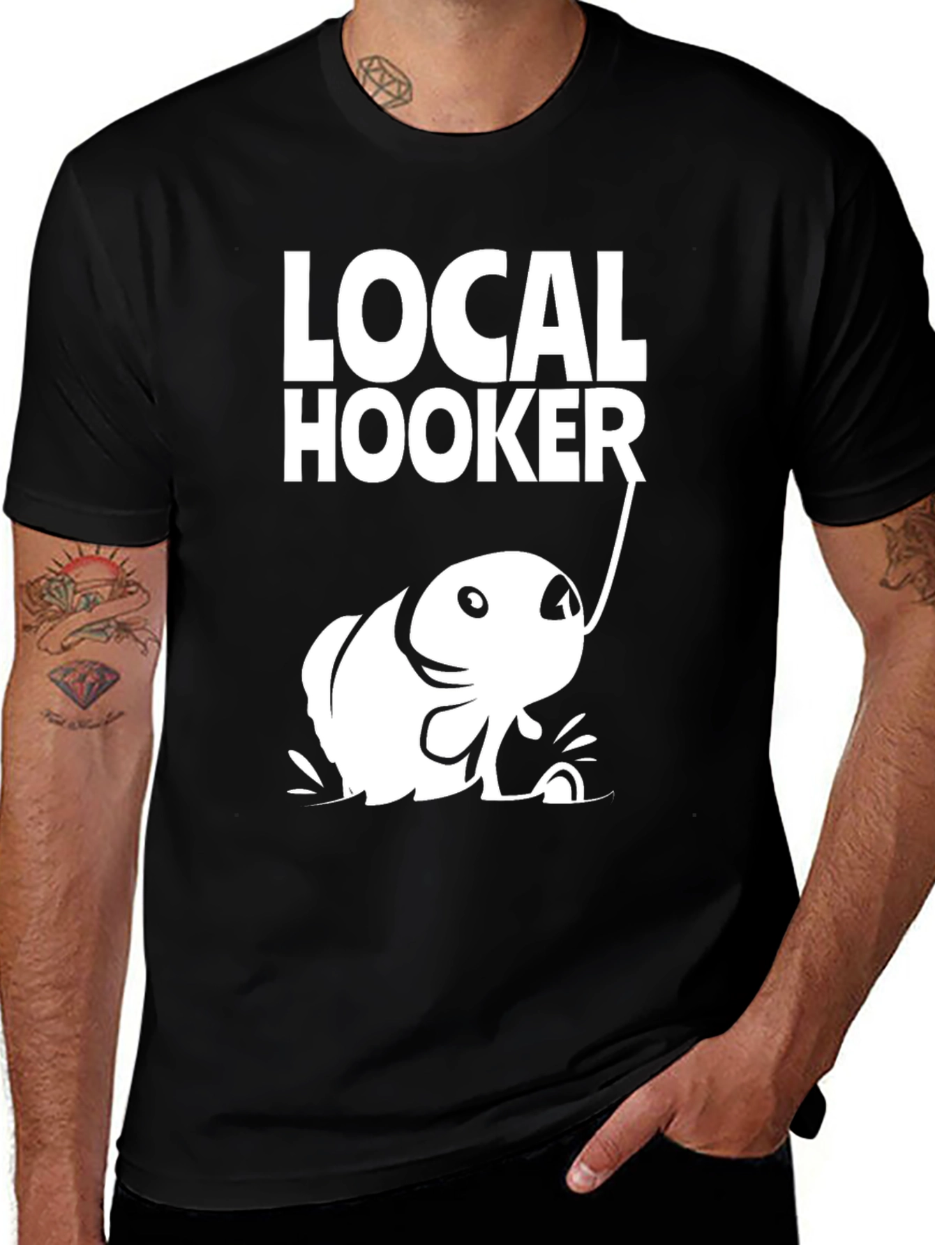 Variant 27 of Local Hooker Black Cotton T-Shirt for Fishing Enthusiasts