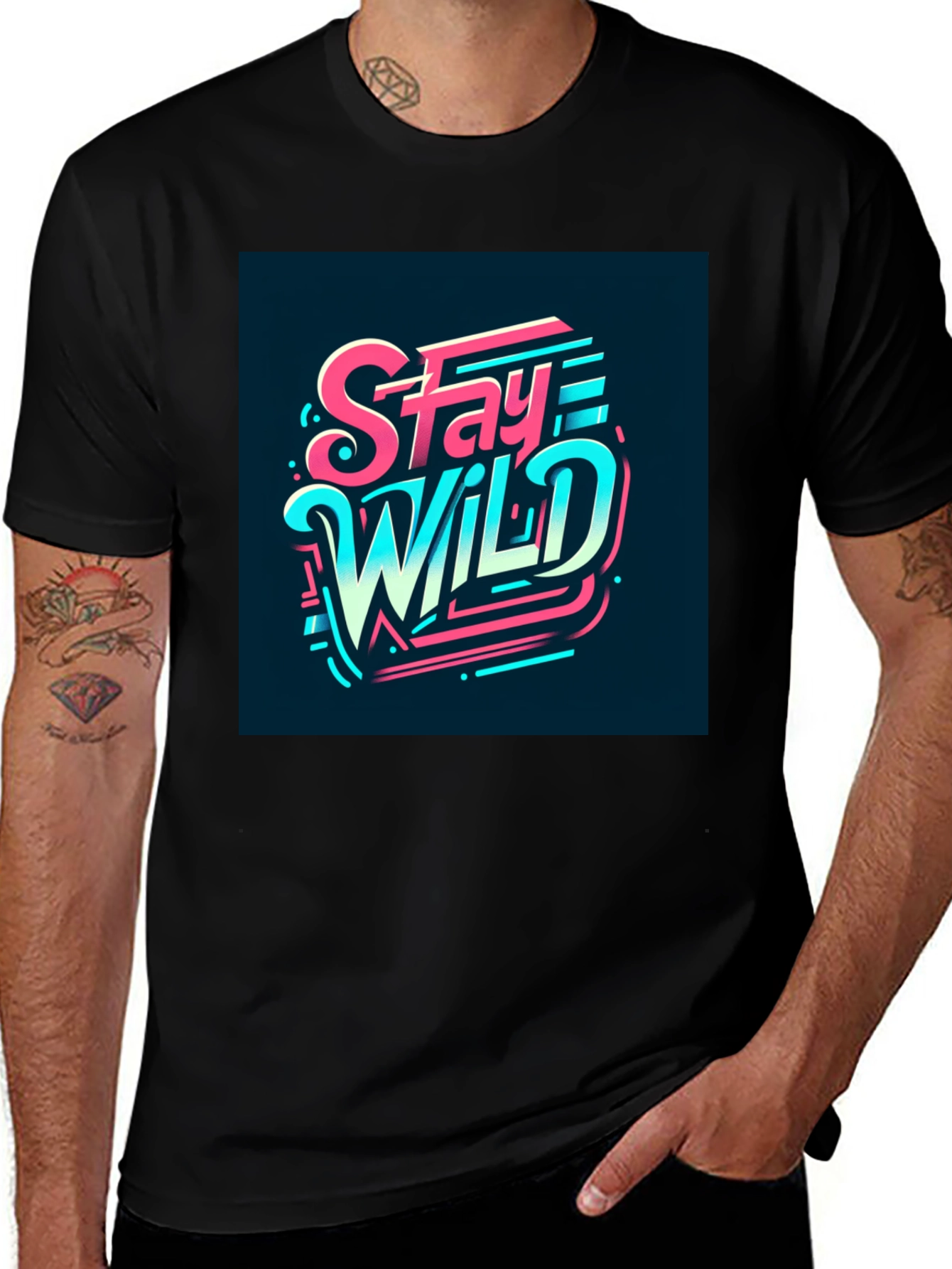 Variant 13 of Stay Wild Graphic Print Black T-Shirt
