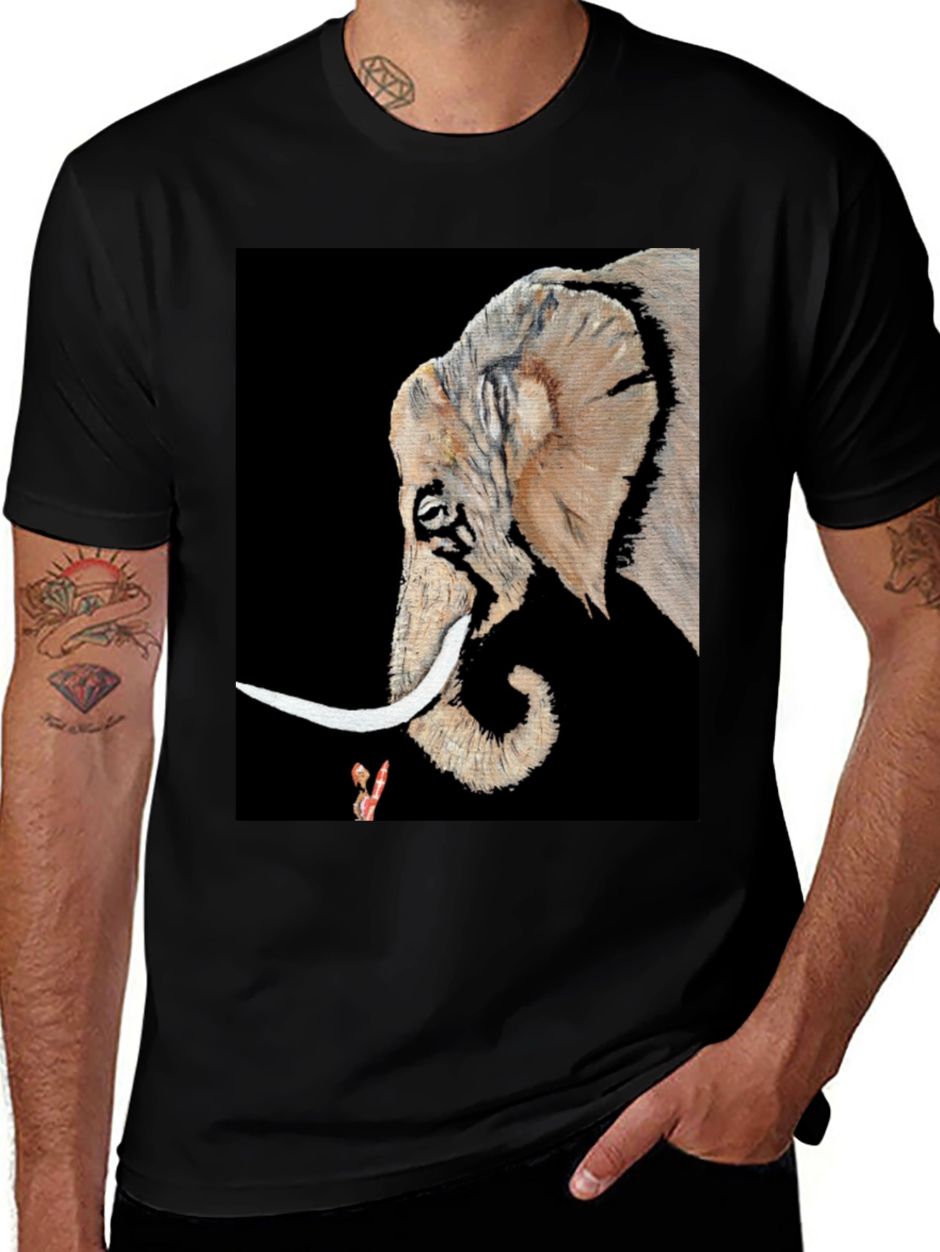 Variant 12 of Elephant Portrait Black T-Shirt